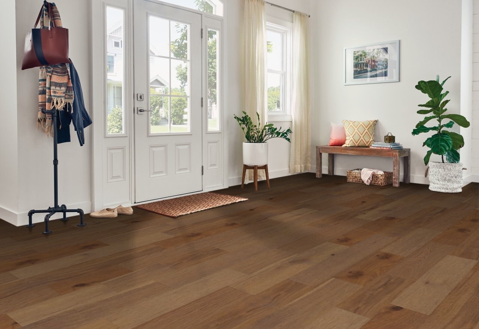 Mullican American Spirit Hickory Durham II Hand Scraped 5" Wide Click Together Engineered Hardwood Flooring 23079 SQFT Price : 2.69 room
