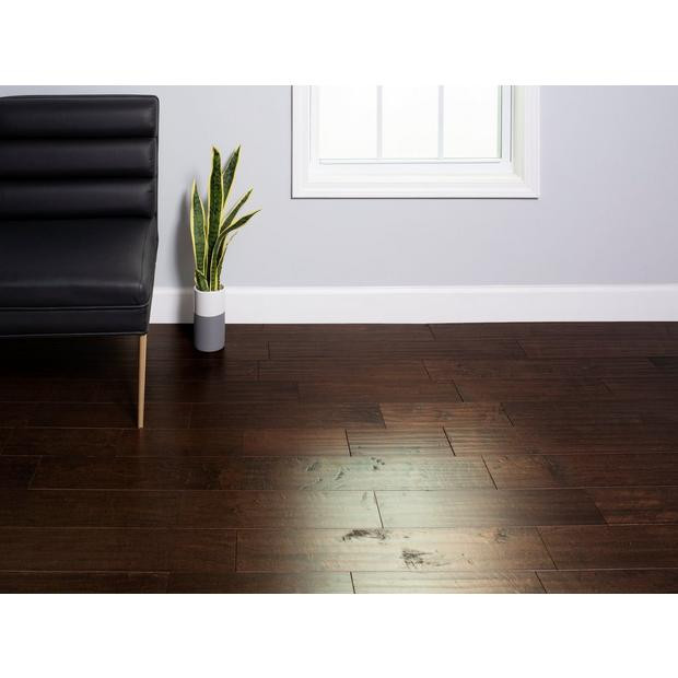 Mullican American Spirit Maple Cocoa Brown II Hand Scraped 5" Wide Click Together Engineered Hardwood Flooring 23085 room