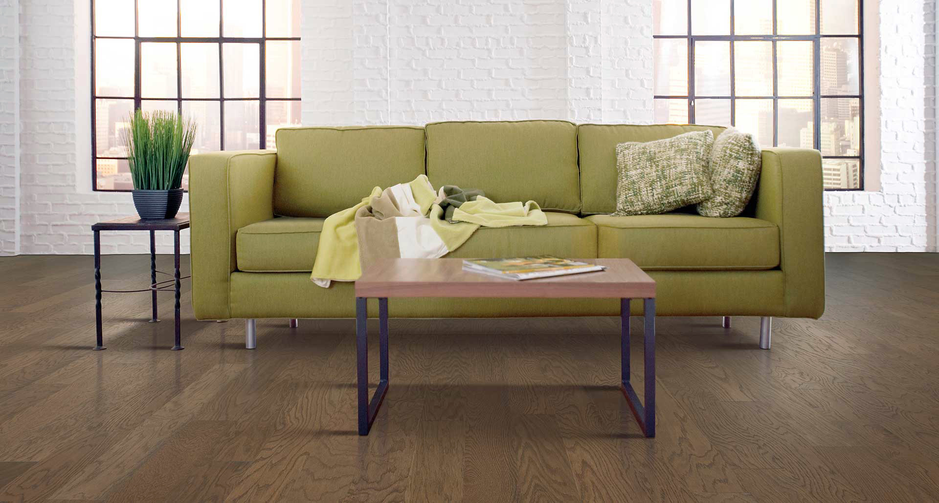 Mohawk Water Resistant  Wirebrushed Water Resistant Engineered Hardwood Riverton Oak Click Together Flooring room