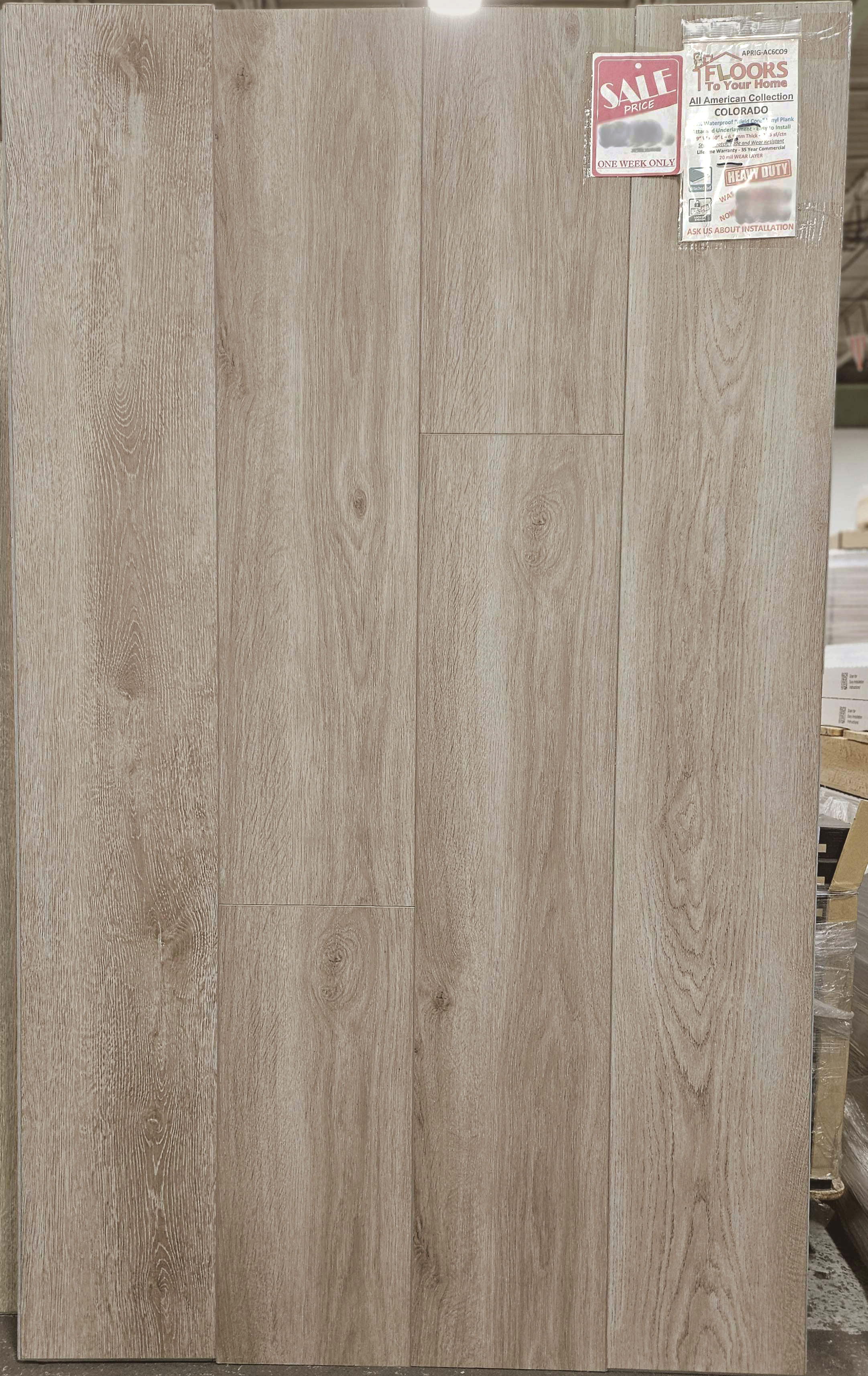 New World II Enhanced EIR Colorado 9" x 60" Waterproof Luxury Vinyl Rigid Plank Flooring with Attached Pad - AC6CO9   display