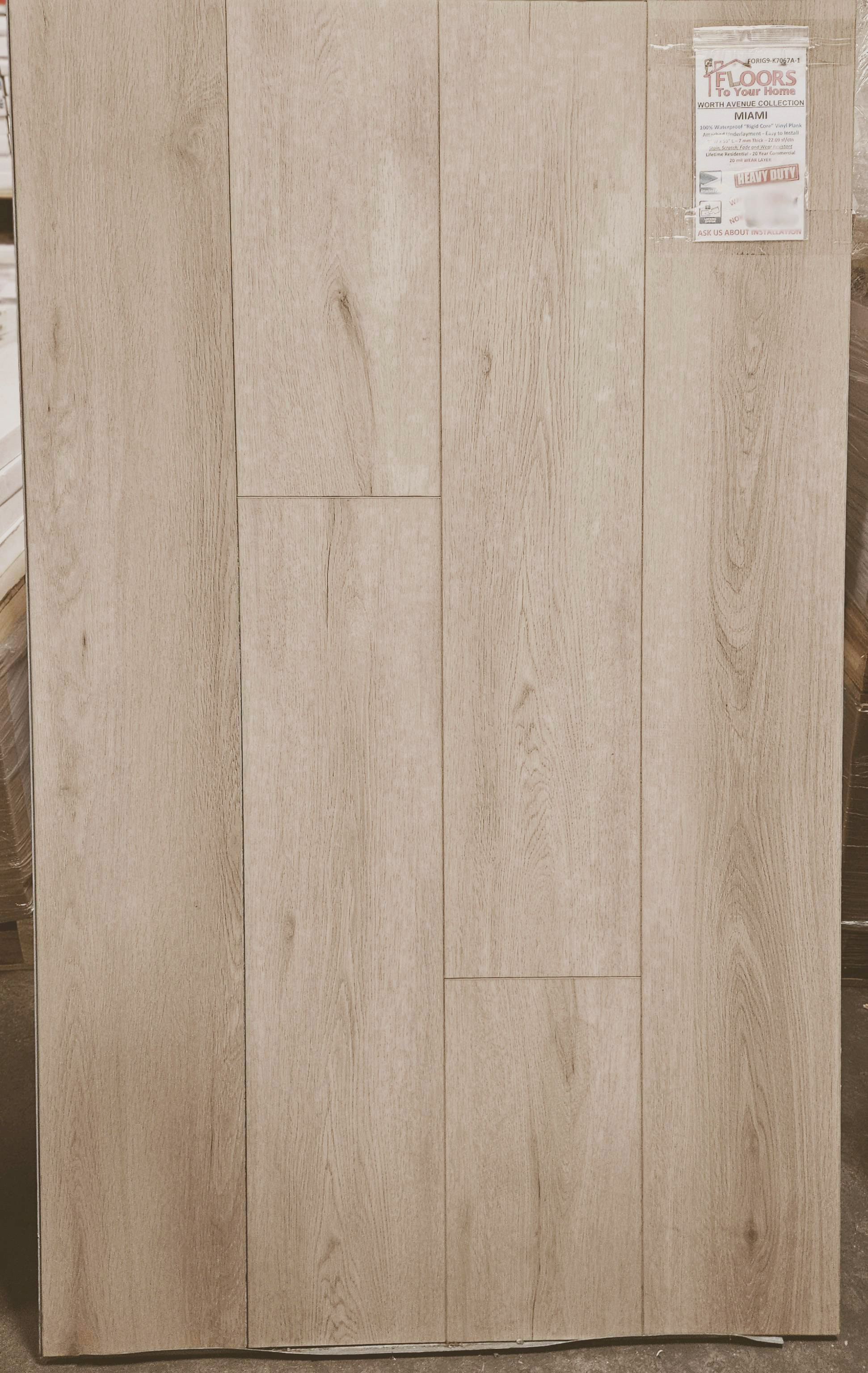 MOVING SALE - Worth Avenue Collection - Miami - Rigid Core - Waterproof Flooring with Attached Pad 9" x 59" Waterproof Luxury Vinyl Plank Flooring K7067A-1