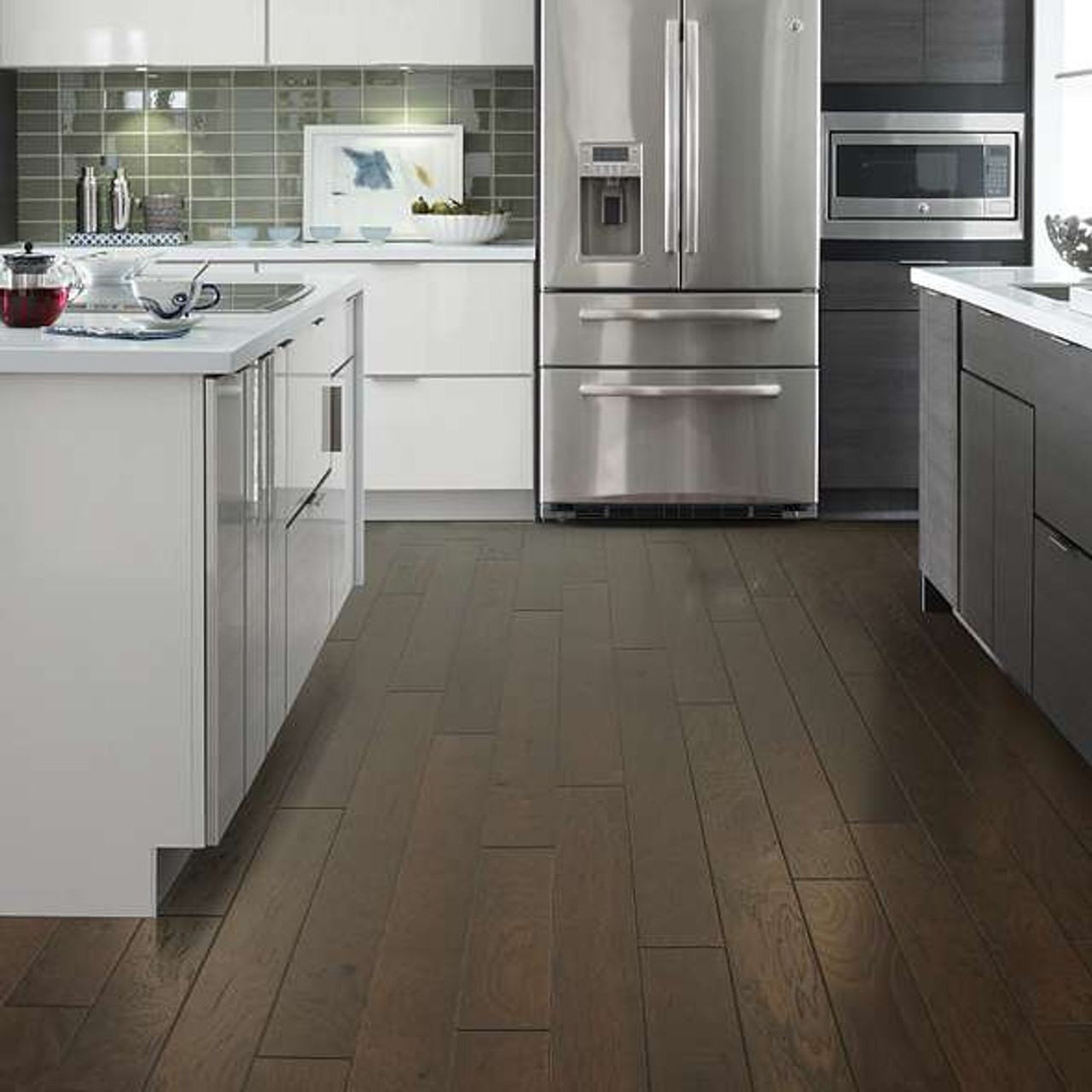 SPLASH PROOF WARRANTY - Shaw Mineral King Peppercorn Hardwood 6.38" Wide 3/8" Thick Engineered Wirebrushed Hickory Hardwood SH0289W05003 SQFT Price : 2.49