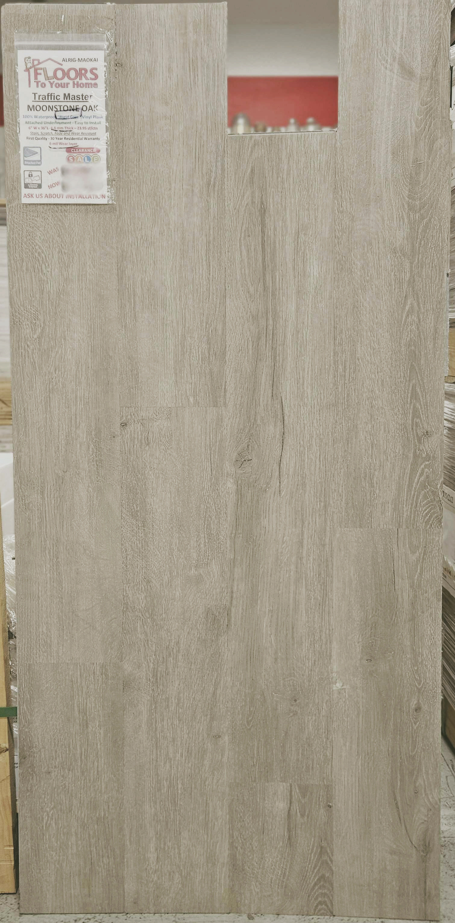 MOVING SALE - Maokai Moonstone Oak - Rigid Core Waterproof Luxury Vinyl Plank 6" x 36" with Attached Pad MAOKAI SQFT Price : 1.69