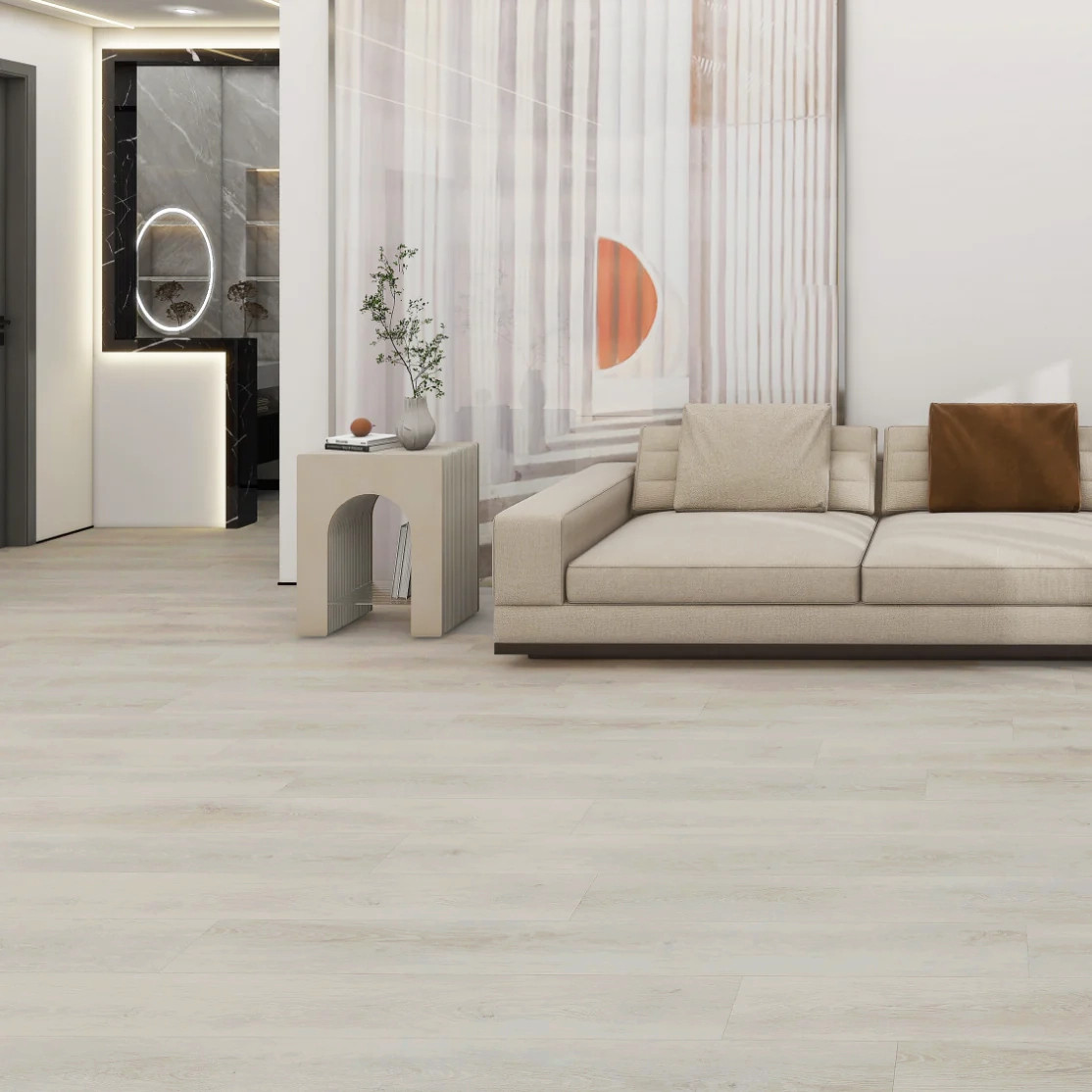 Saratoga Springs Collection - Snowmass Oak - Rigid Core - Waterproof Flooring with Attached Cork - 9" x 72" Waterproof Luxury Vinyl Plank Flooring DE0435 room
