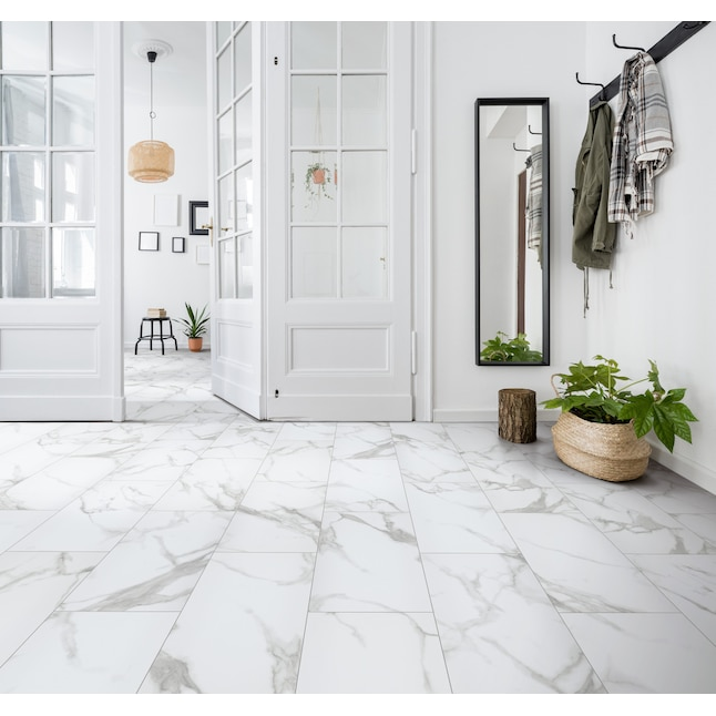Shaw Fusion HyBrid - Carrara Marble - Rigid Core 12" x 24" Waterproof Vinyl Plank with Attached Pad UV85101032 SQFT Price : 2.79