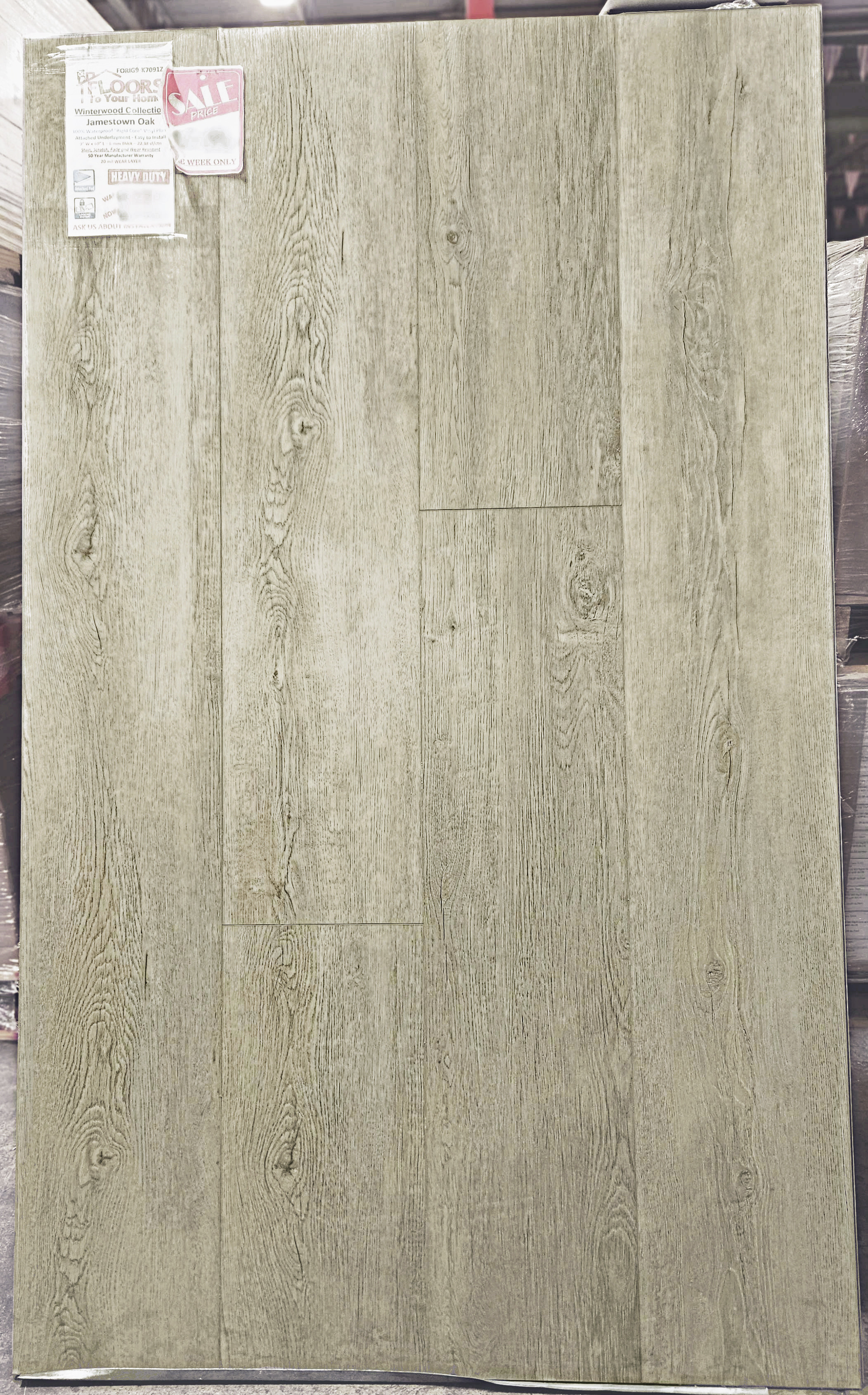 Winterwood Collection - Jamestown Oak - Rigid Core - Waterproof Flooring with Attached Pad 9" x 60" Waterproof Luxury Vinyl Plank Flooring K7091Z-1 SQFT Price : 2.89