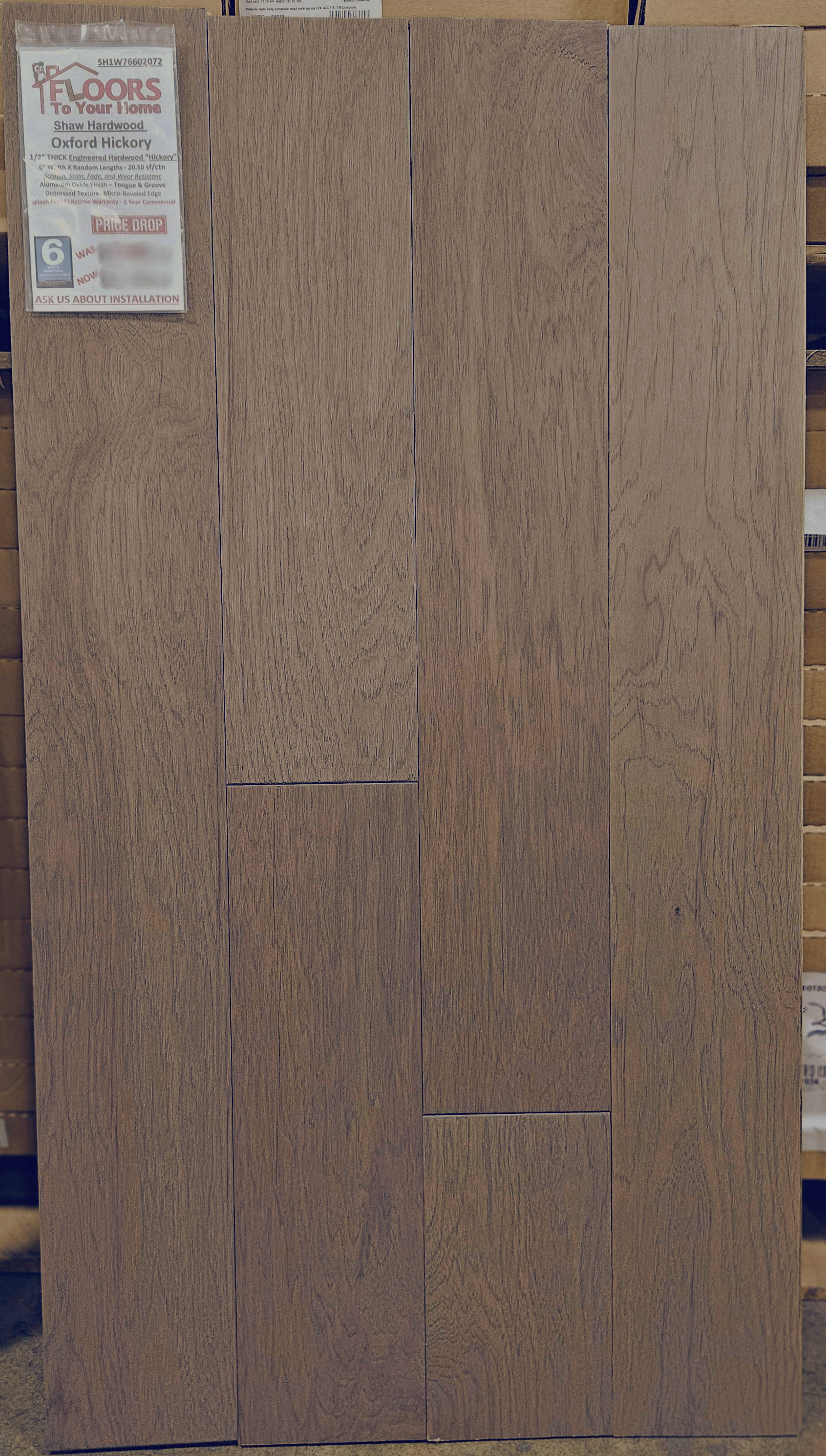 Shaw Form Fit Oxford Hickory 6.38" Wide 1/2" Thick Wire Brushed Engineered Hardwood 02072