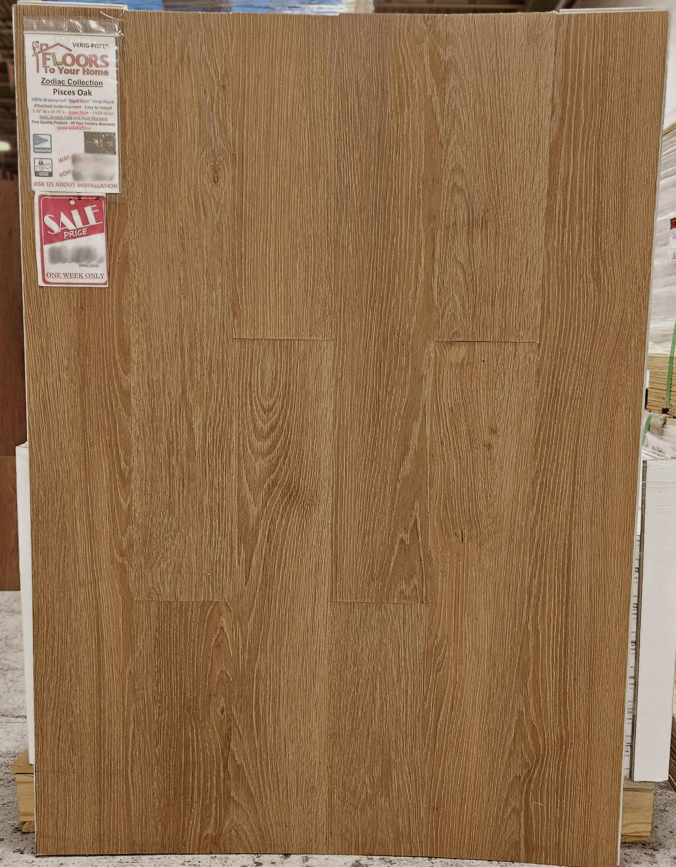 MOVING SALE - Zodiac Collection - Pisces Oak - 5.75" x 47.75" Waterproof Luxury Vinyl Rigid Plank Flooring with Attached Pad PISCES