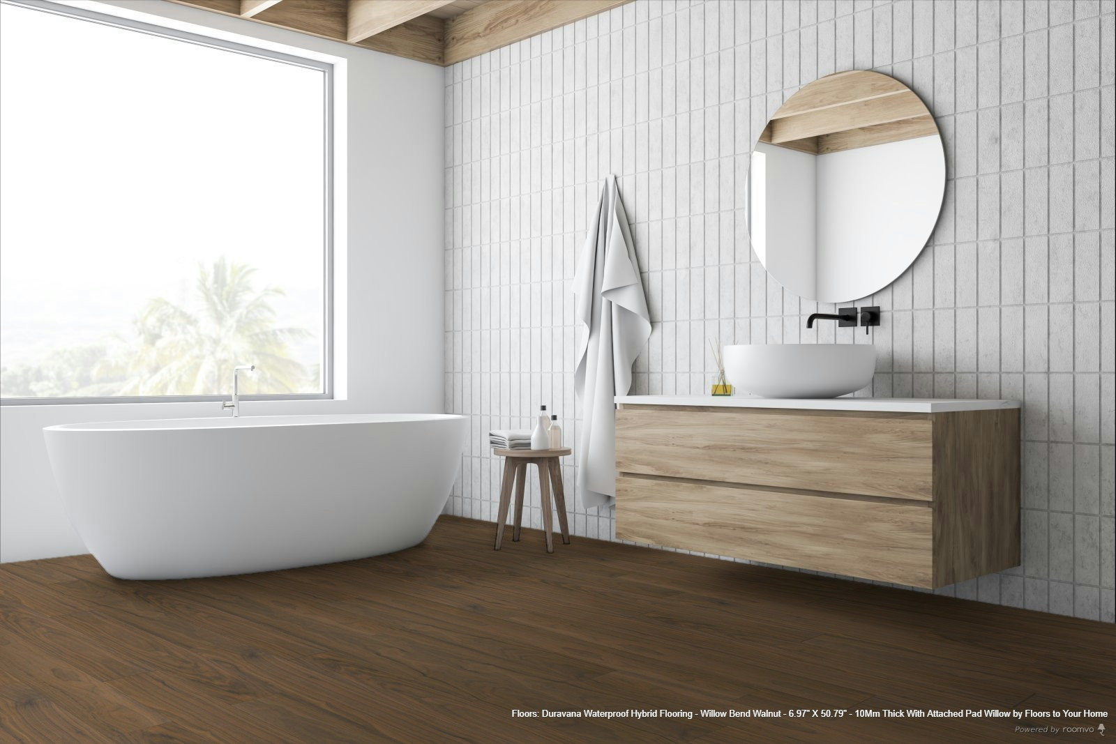 DURAVANA Waterproof Hybrid Flooring - Willow Bend Walnut - 6.97" x 50.79" - 10mm Thick with Attached Pad WILLOW room