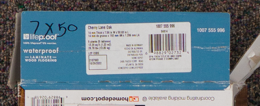 Lifeproof - Waterproof - Cherry Lane - 7.56" x 50.63" x 14mm Laminate Flooring with Pad Attached CHERRY label