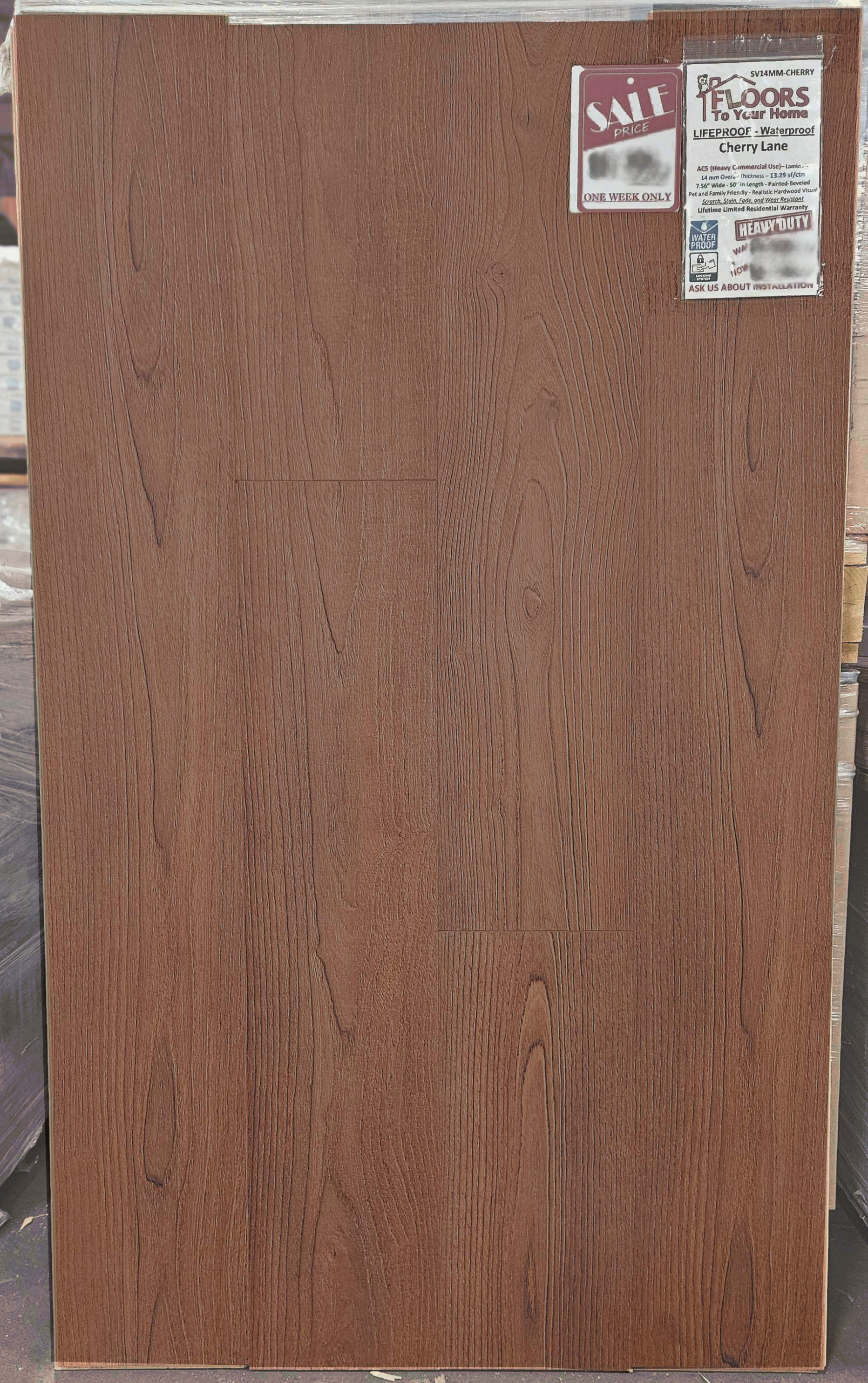 Lifeproof - Waterproof - Cherry Lane - 7.56" x 50.63" x 14mm Laminate Flooring with Pad Attached CHERRY stand