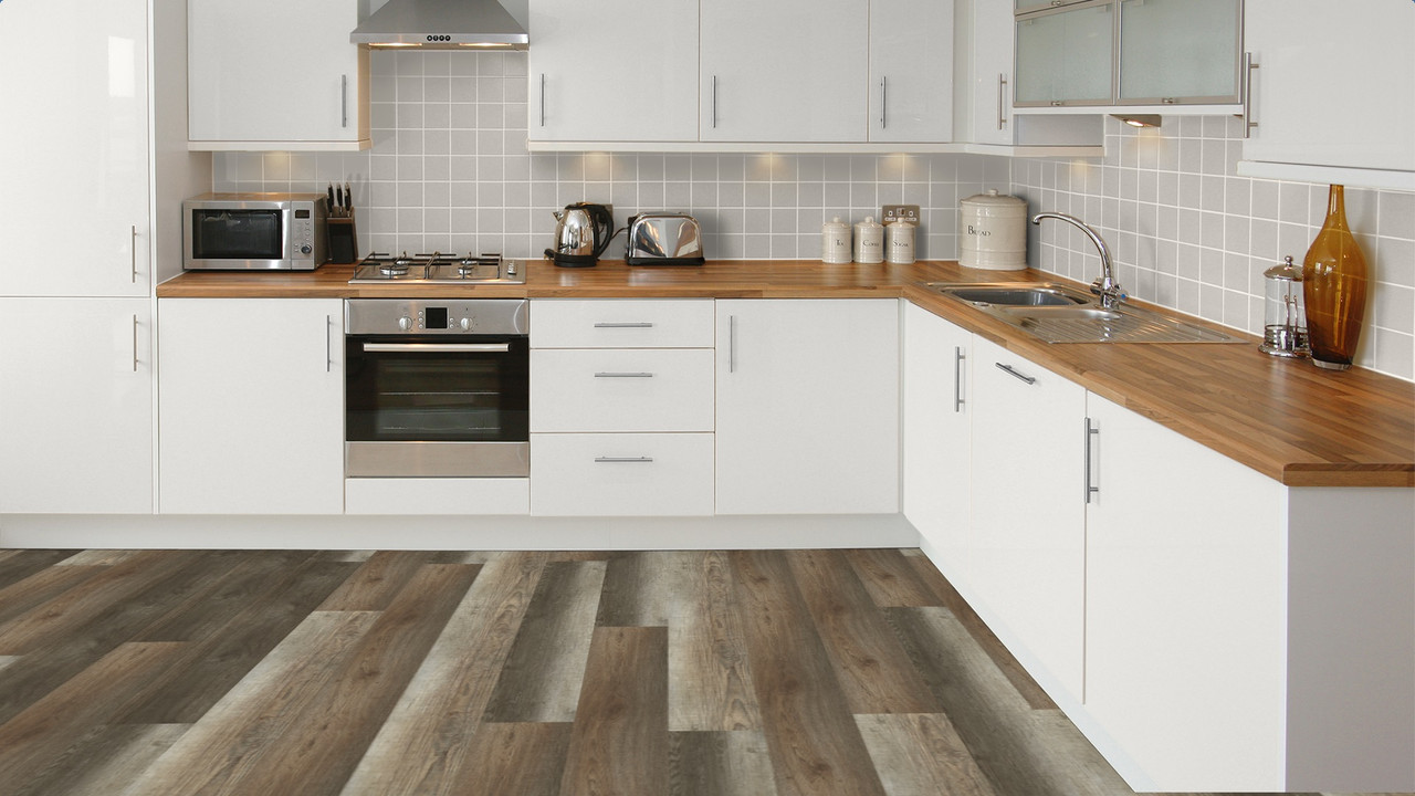 Master Design Premier Rigid Core Cedar Key Oak 9" x 60" Waterproof Vinyl Plank with Attached Pad - Sample