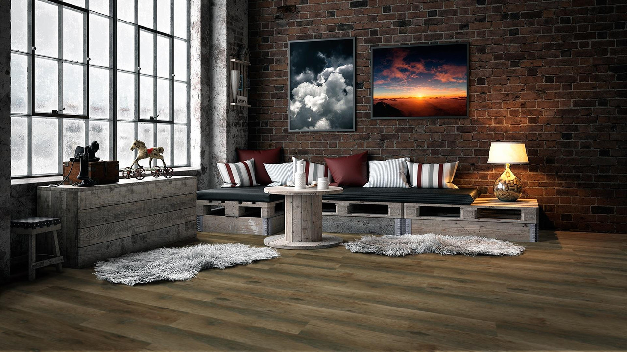 Master Design Premier Rigid Core Gulf Harbor Oak 9" x 60" Waterproof Vinyl Plank with Attached Pad - Sample