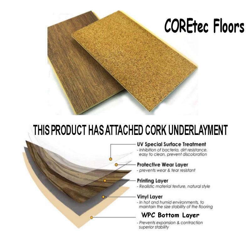 COREtec Plus Tulum Hickory 7" x 48" Waterproof Luxury Vinyl Plank Flooring with Attached Cork 02791 - Sample