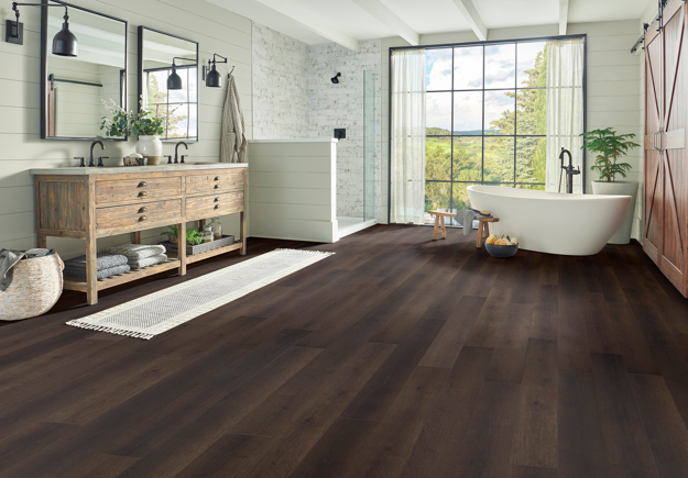 AHF Brand Rigid Core Waterproof Flooring Dark Timber 7" x 60" Waterproof Luxury Vinyl Plank Flooring RKEG70L05EW - Sample