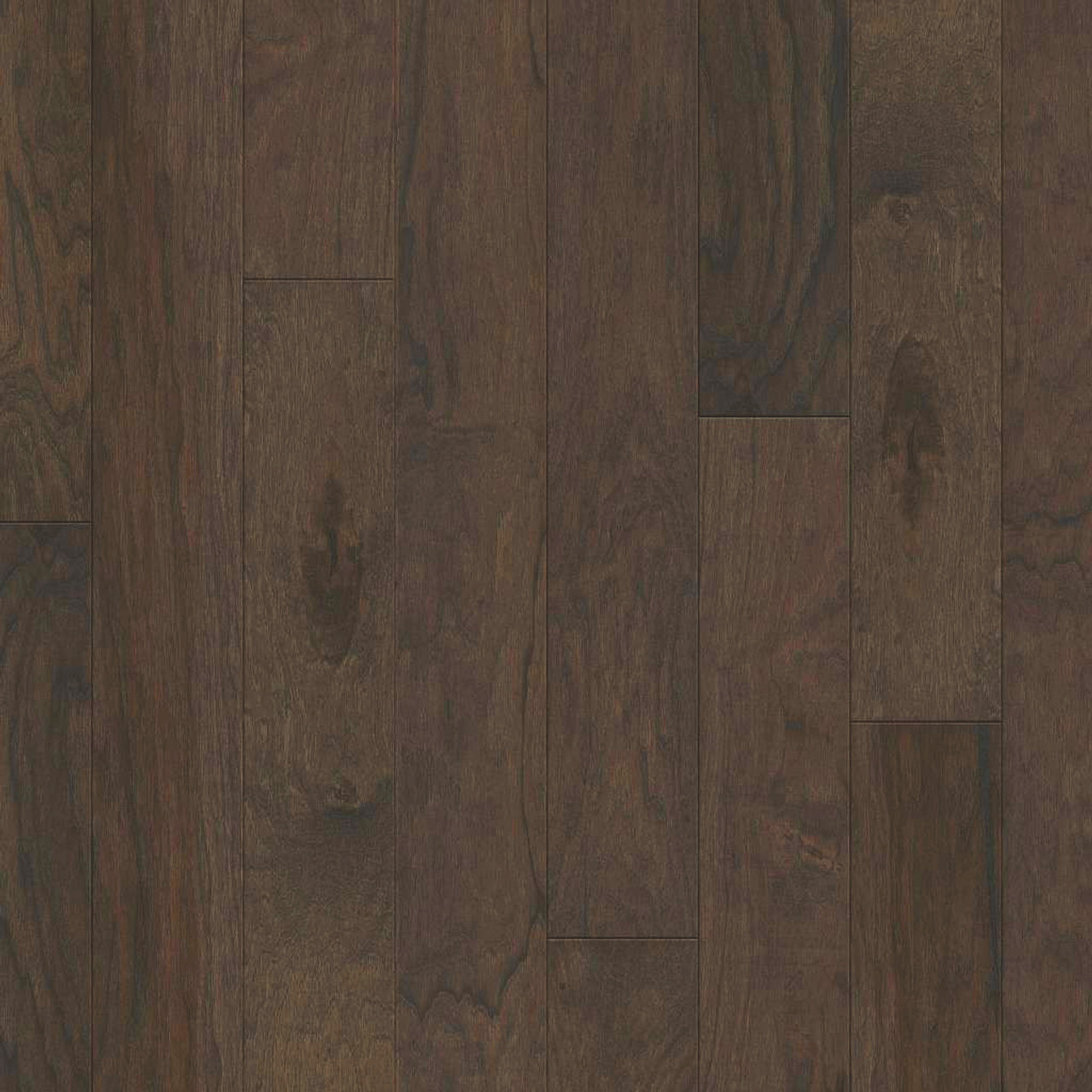 MADE IN THE USA - Shaw Leesburg Random Width Peppercorn - (3.25"-5"-6.38") Wide - Hand Scraped Hickory Engineered Hardwood SH0334W05003 - Sample