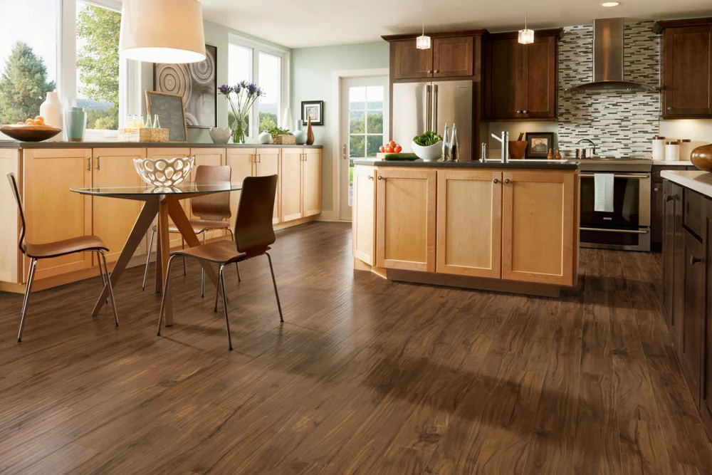 PREMIUM QUALITY - 20 mil Wear Layer - Mannington City Park - Walnut Saddle - 6" x 37" FloorArmor Solid Core with Attached Pad CPC105 - Sample