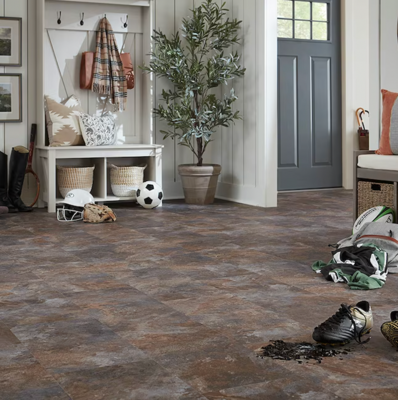 BIG SAVINGS - Mohawk Stainmaster - Etna Stone - 12"x24" - Waterproof Enhanced Luxury Vinyl Tile with Attached Pad 67921-938 - Sample