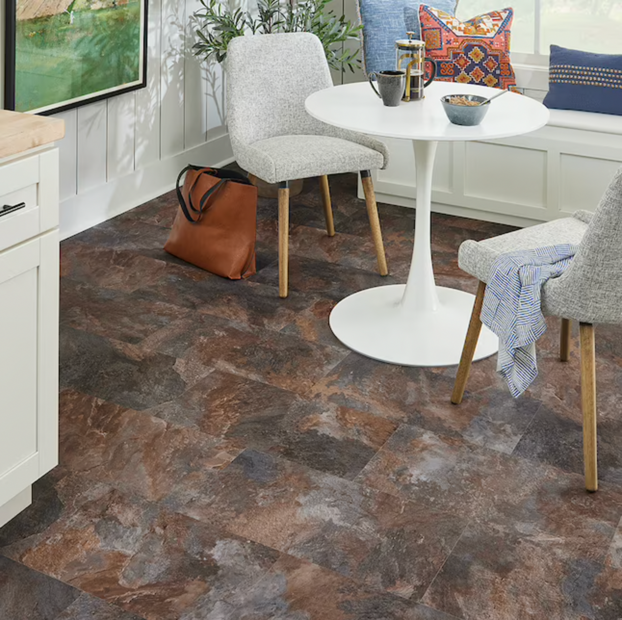 BIG SAVINGS - Mohawk Stainmaster - Etna Stone - 12"x24" - Waterproof Enhanced Luxury Vinyl Tile with Attached Pad 67921-938 - Sample