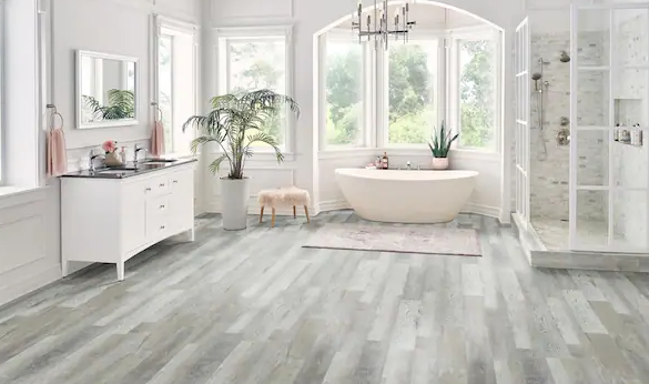 MAJOR RETAILER BUY BACK - Major Brand Name - Horizon Winding Brook Oak Rigid Core Waterproof Luxury Vinyl Plank 6" x 36" with Attached Pad Horizon - Sample