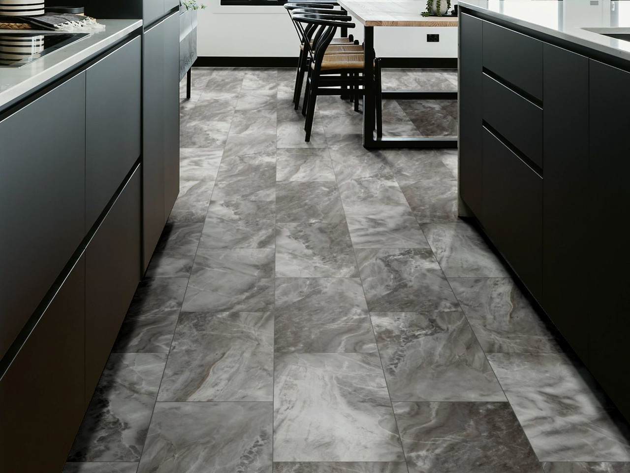 Shaw Paragon Tile Plus - Obsidian - 12" x 24" Waterproof Luxury Vinyl with Attached Pad SHV345805134