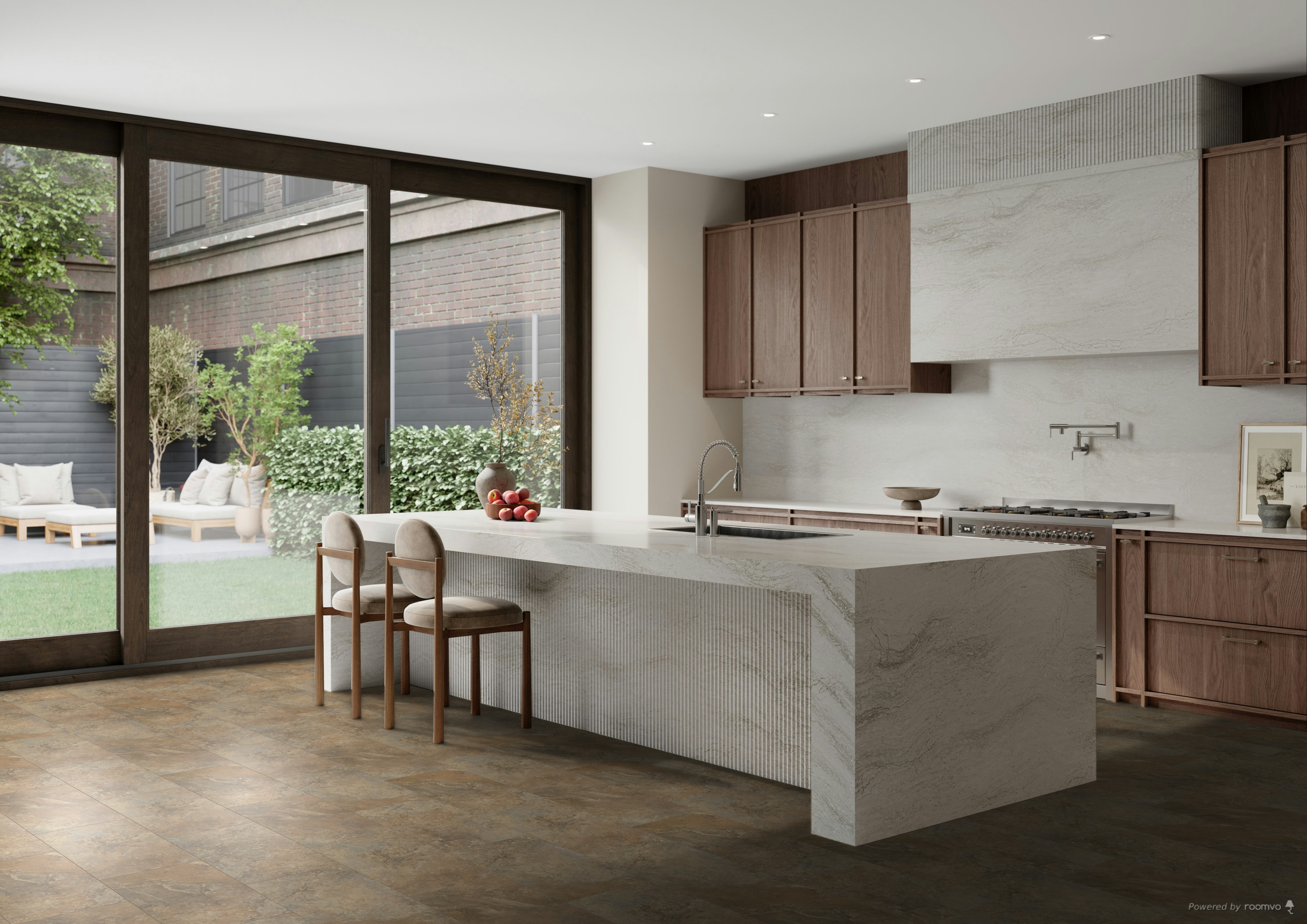 Master Design Collection - Bavarian Brown Stone - 12" x 24" - 8 mm Thick - Waterproof Vinyl Tile Flooring with Attached Pad 6031-3 SQFT Price : 2.89 room