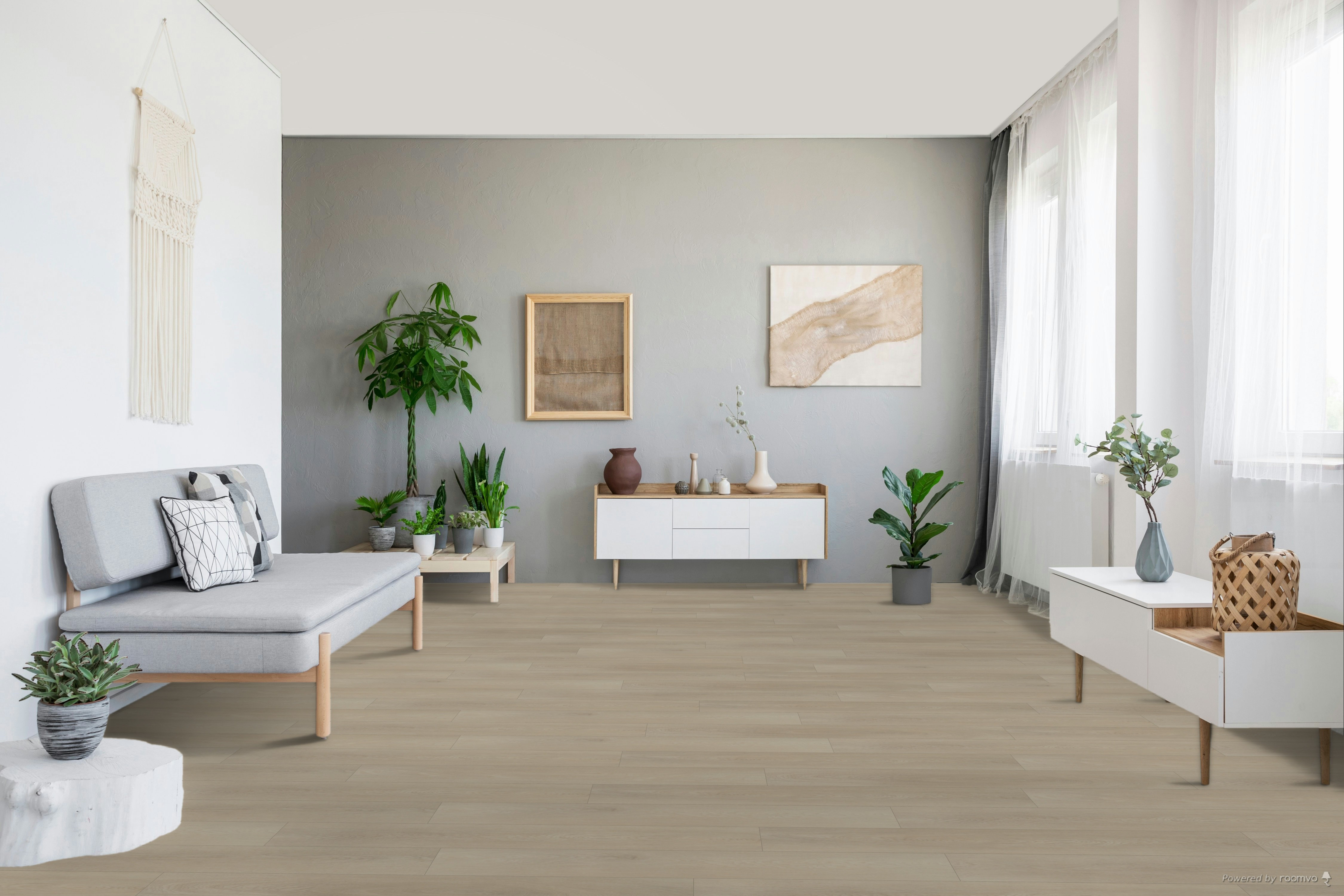 Wellmade HDPC - Ivory Oak - Glue Down 7.48" x 48.03" Luxury Vinyl Plank 899033 SQFT Price : 1.39 room