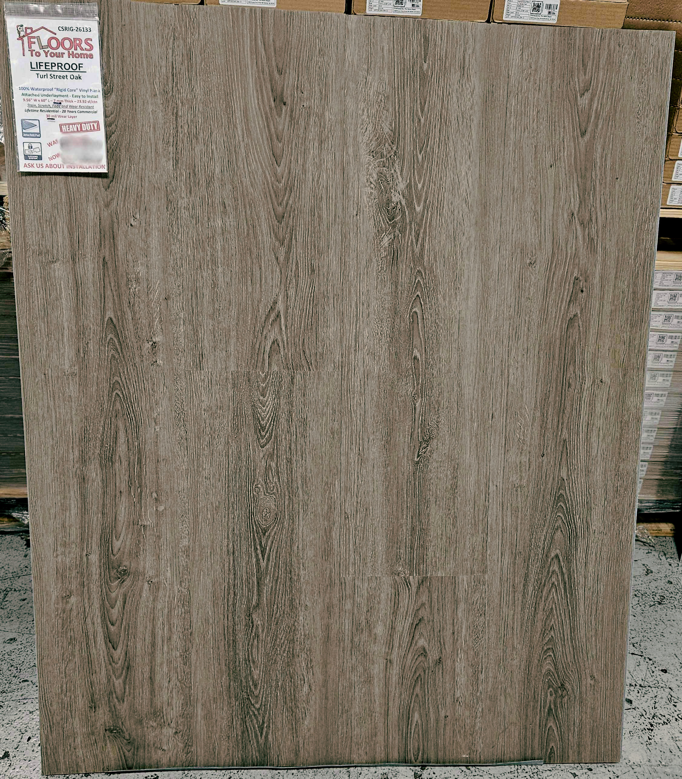 LOT PURCHASE - LIFEPROOF - Turl Street Oak- 9.56"x 60" x 7mm Thick - Click Lock - Waterproof Luxury Vinyl Plank Flooring with Attached Pad 26133