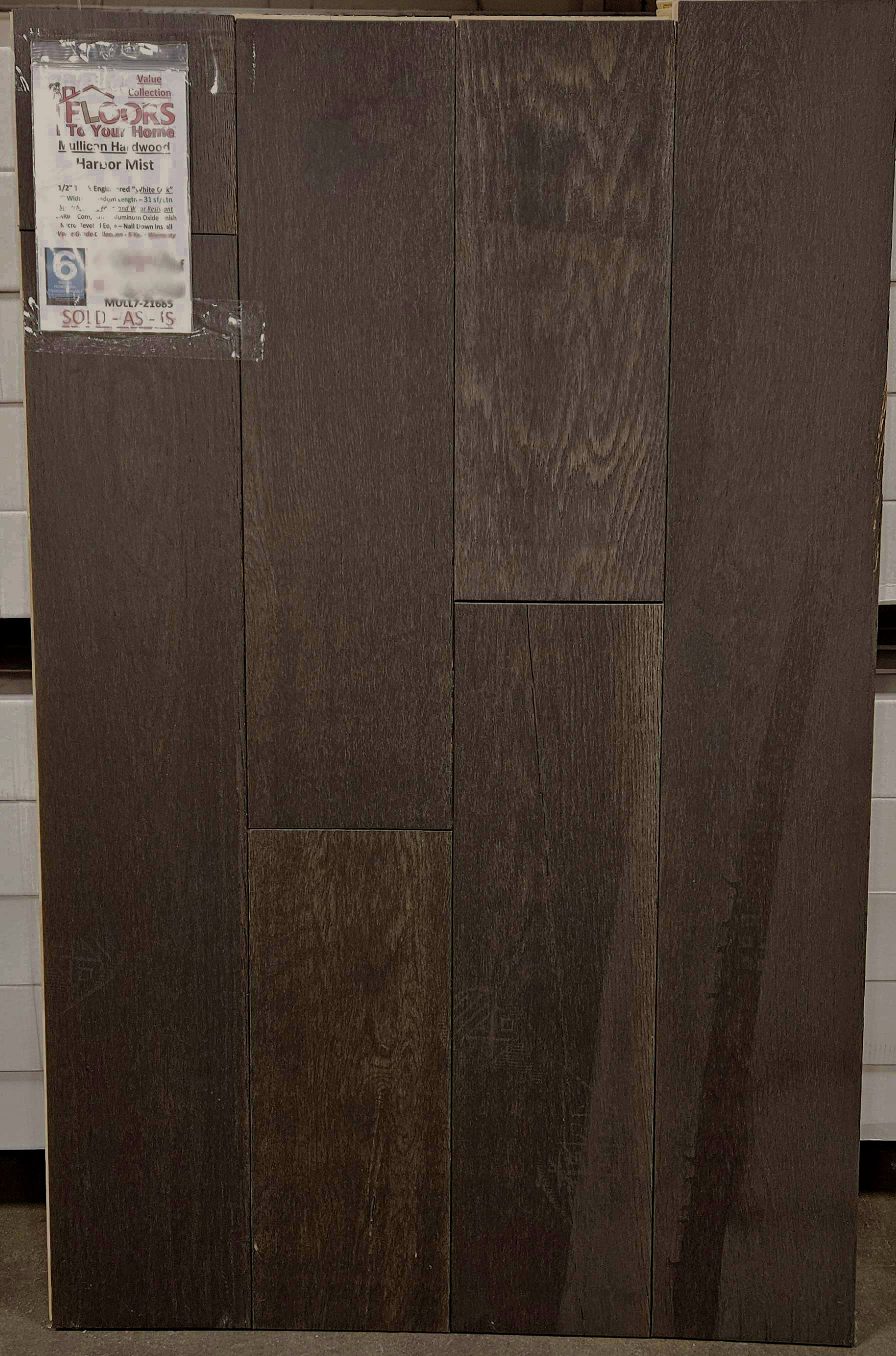 Mullican Euro Sawn White Oak Harbor Mist 7" Wide - 1/2" Thick Engineered Hardwood Flooring 21685 SQFT Price : 3.39   display
