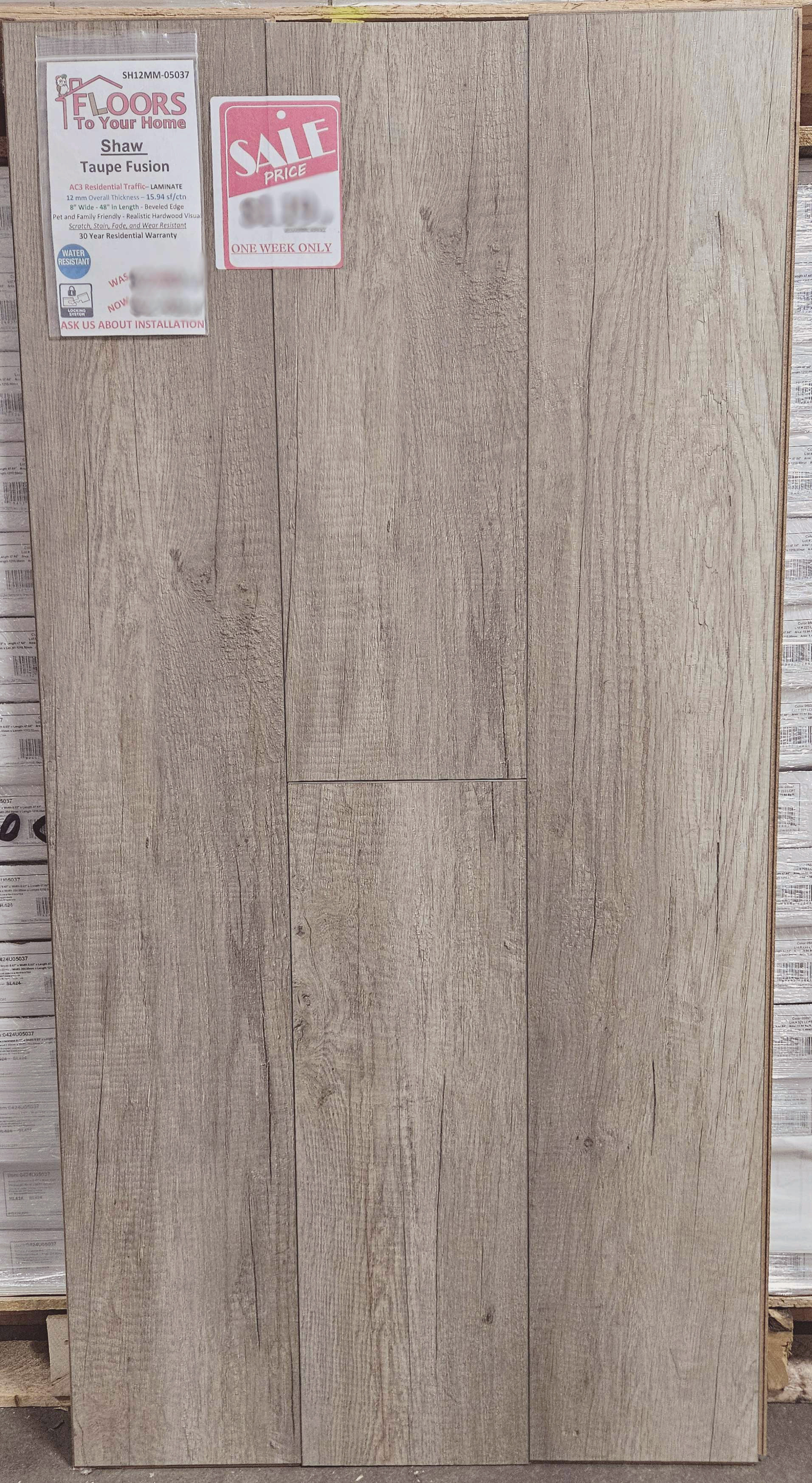 Shaw - Odyssey Collection - Taupe Fusion - 12mm Thick - 8.03" x 47.64" Click Together Laminate Flooring 05037 SQFT Price : 1.59   display