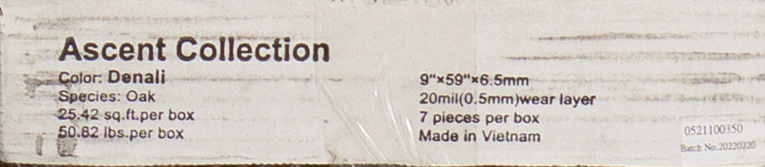 MOVING SALE - Hallmark Floors - Ascent Denali Oak - Rigid Core - Waterproof Flooring with Attached Pad 9" x 59" Waterproof Luxury Vinyl Plank Flooring DENALI SQFT Price : 3.39