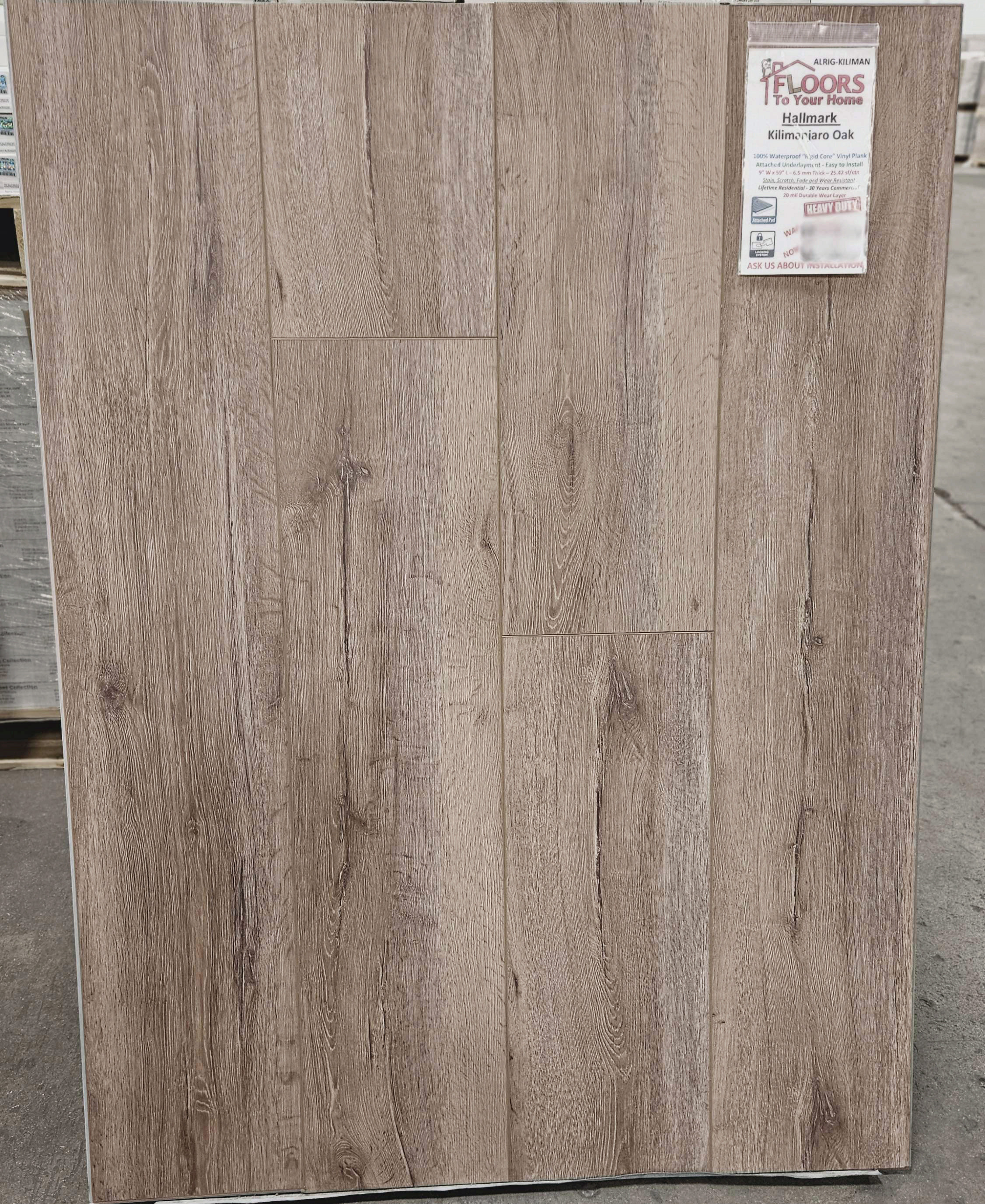 MOVING SALE - Hallmark Floors - Ascent Kilimanjaro Oak - Rigid Core - Waterproof Flooring with Attached Pad 9" x 59" Waterproof Luxury Vinyl Plank Flooring KILIMAN SQFT Price : 3.39