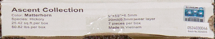 MOVING SALE - Hallmark Floors - Ascent Matterhorn Hickory - Rigid Core - Waterproof Flooring with Attached Pad 9" x 59" Waterproof Luxury Vinyl Plank Flooring MATTER