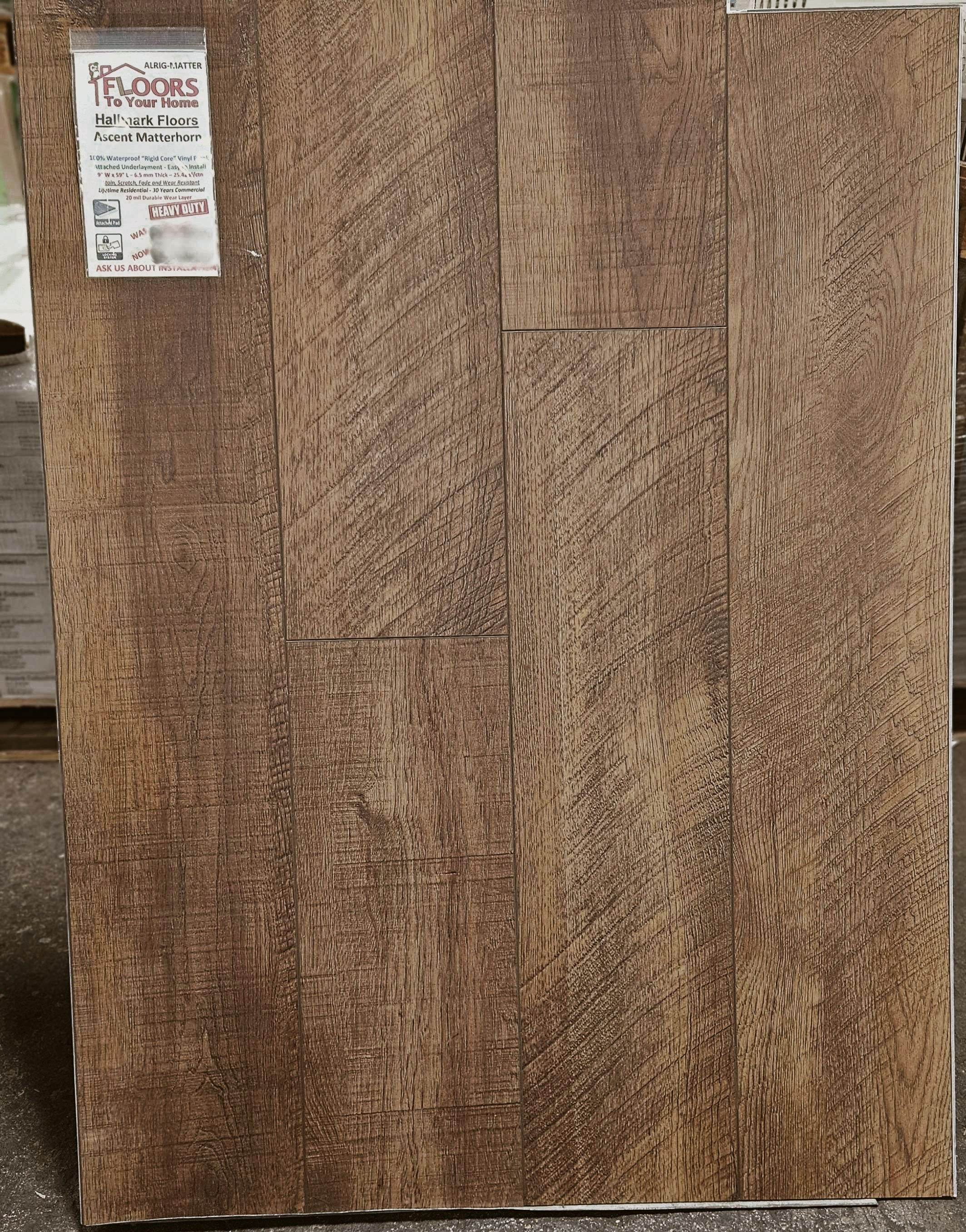MOVING SALE - Hallmark Floors - Ascent Matterhorn Hickory - Rigid Core - Waterproof Flooring with Attached Pad 9" x 59" Waterproof Luxury Vinyl Plank Flooring MATTER