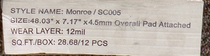 HomeLike Flooring - Monroe - Rigid Core - Waterproof Flooring with Attached Pad 7.17" x 48.03" Waterproof Luxury Vinyl Plank Flooring SC005