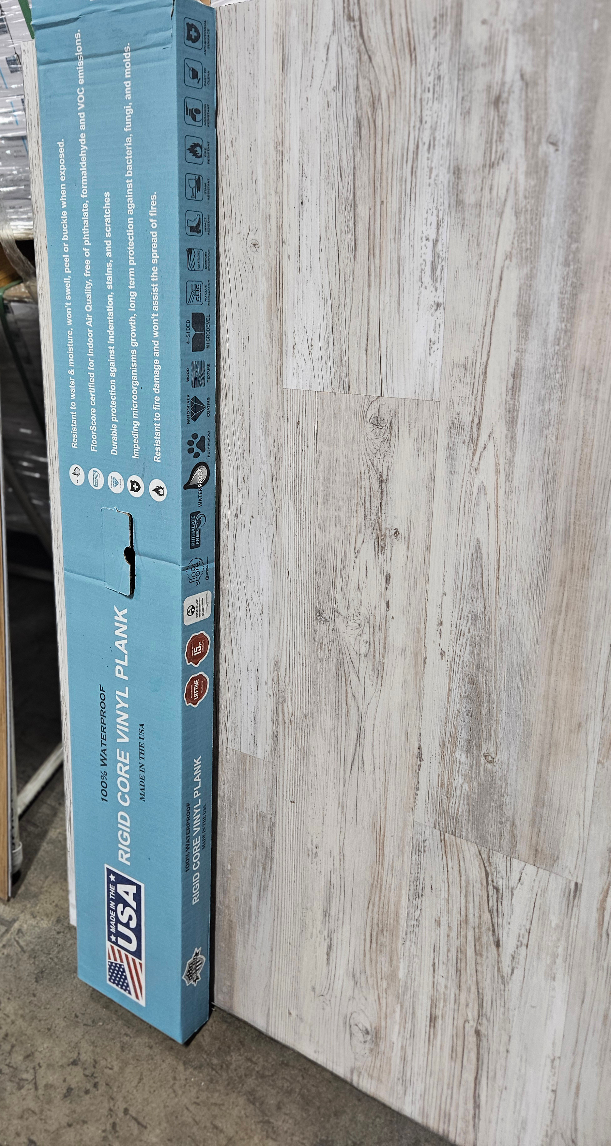 Major Brand - Parris Island Lite Rigid Core Waterproof Flooring with Attached Pad 7.09" x 48.03" AR145 SQFT Price : 2.89