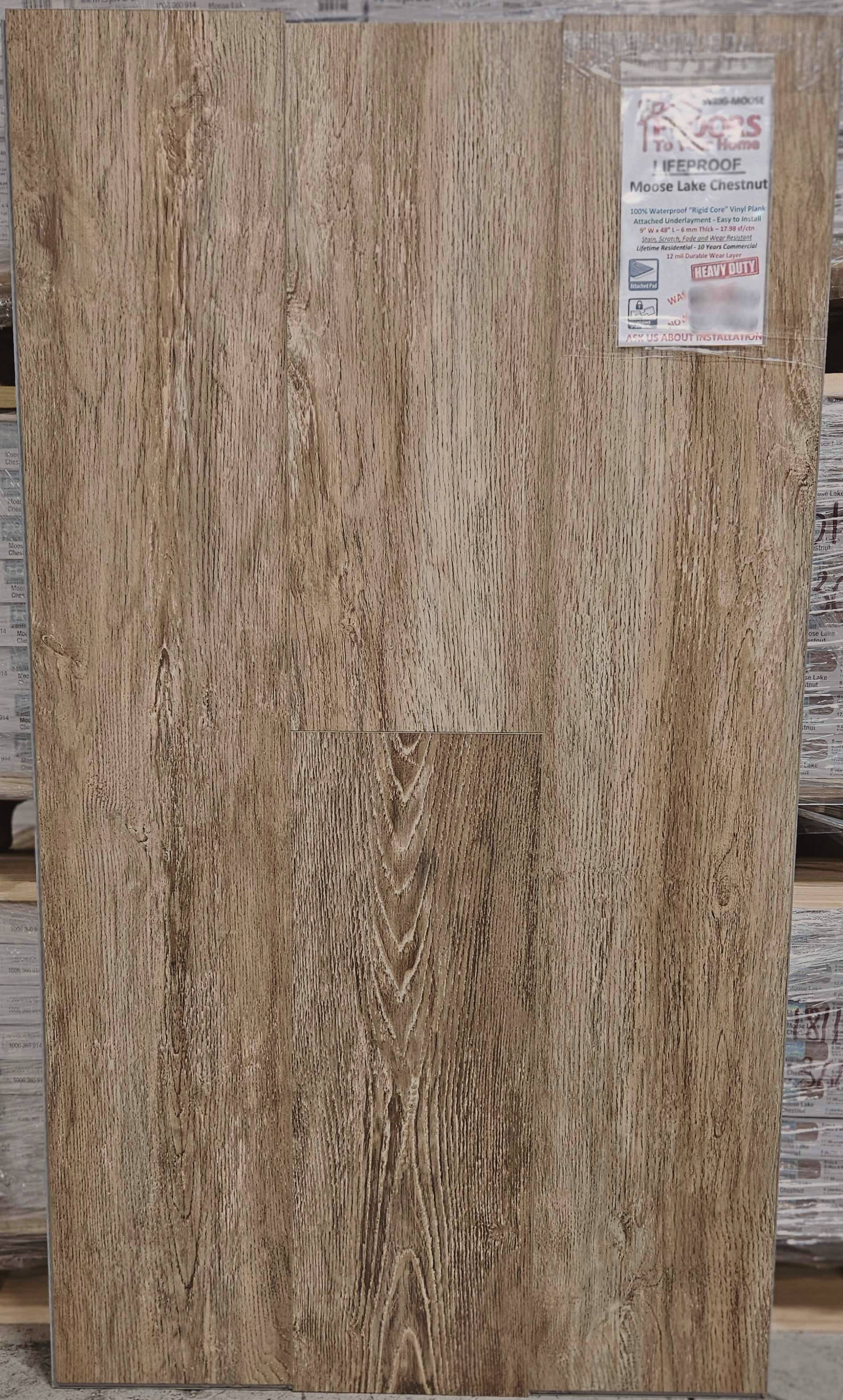 LIFEPROOF - Moose Lake Chestnut - 8.98"x48.03" Click Lock Waterproof Vinyl Plank Flooring MOOSE SQFT Price : 3.19