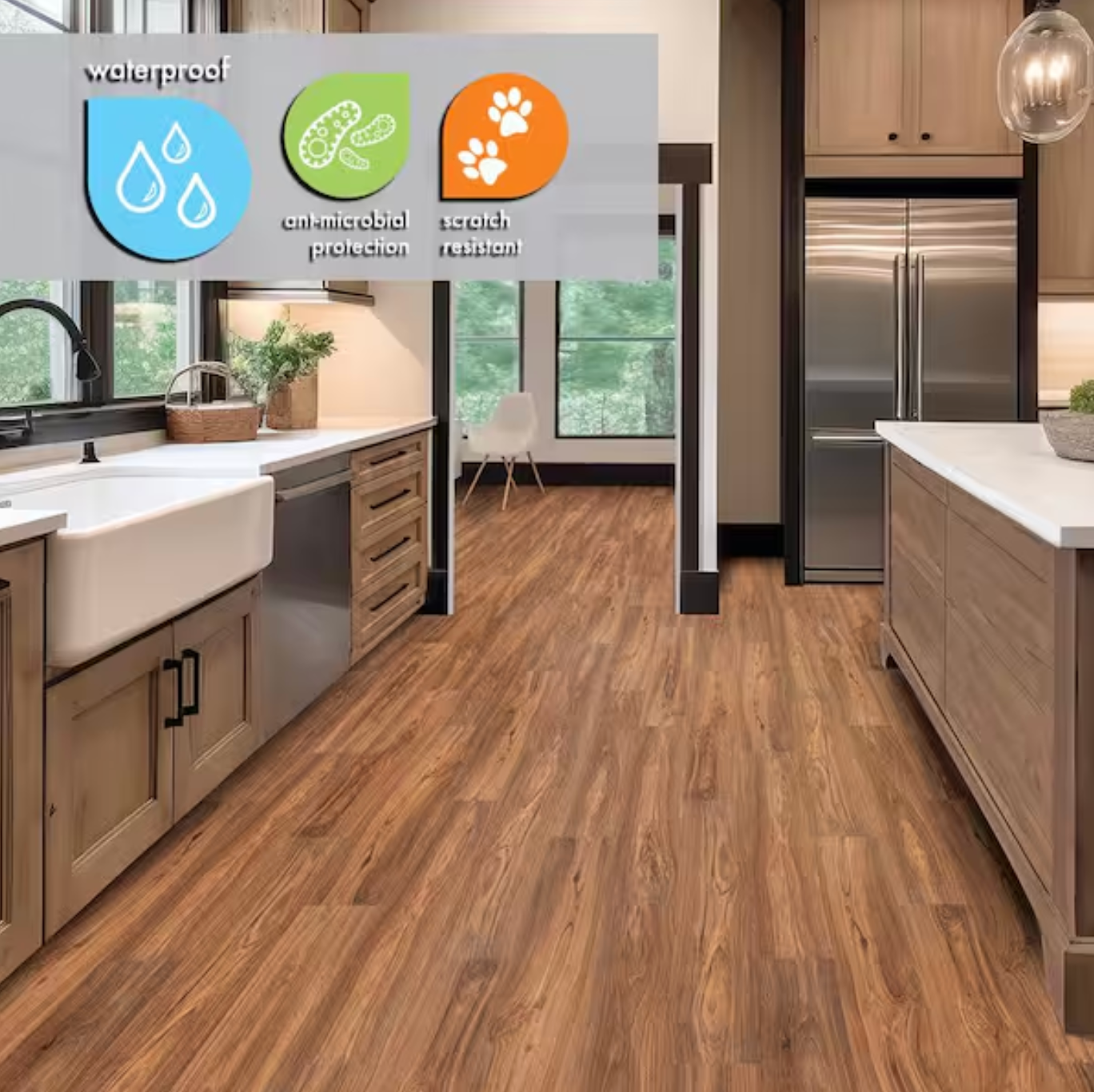 LIFEPROOF - Walnut Glen - 7.46"x 47.8" x 6.5 mm Thick - Waterproof Luxury Vinyl Plank Flooring with Attached Pad SQFT Price : 2.39 room