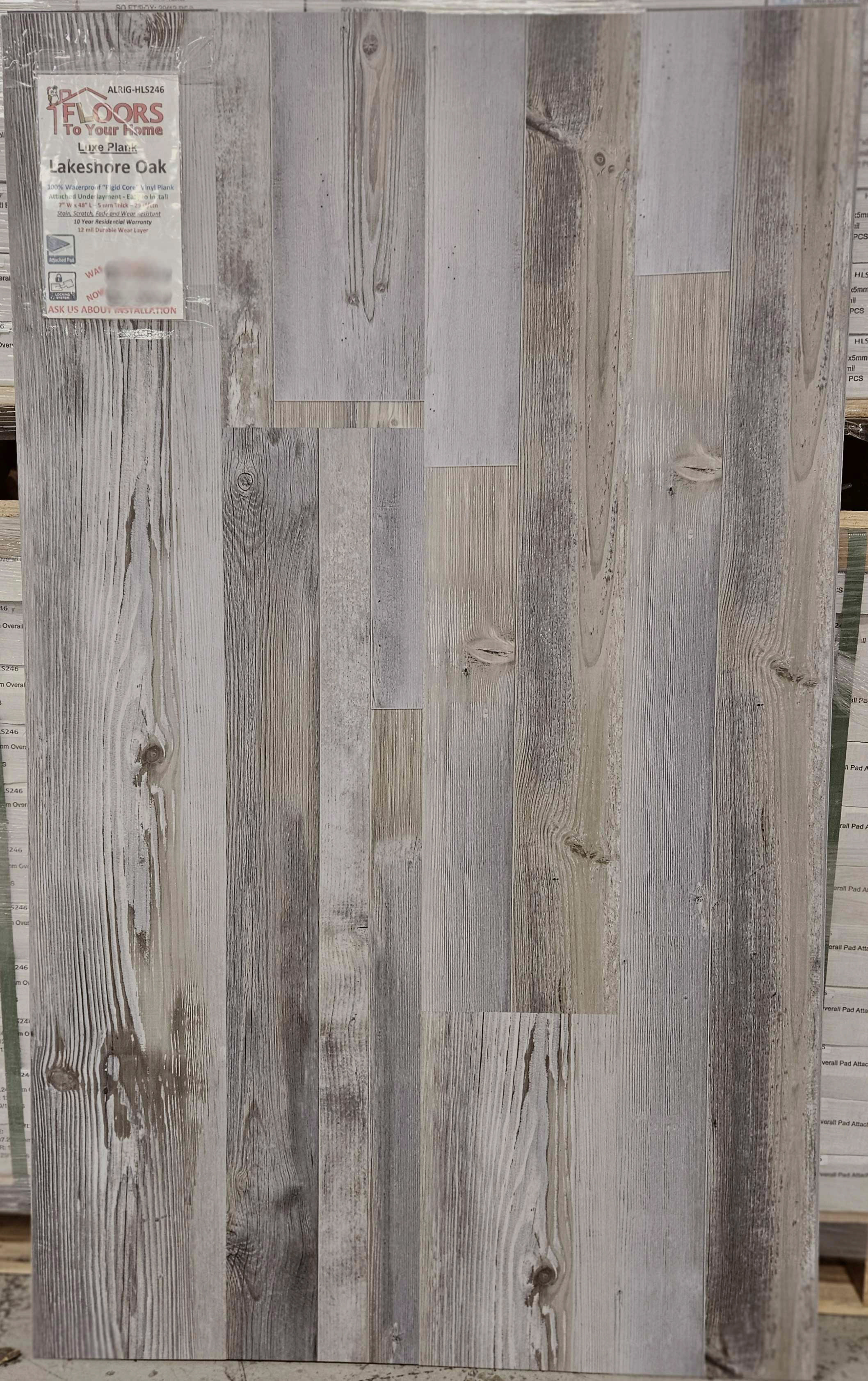Major Brand - LuxePlank Lakeshore Oak - Rigid Core - Waterproof Flooring with Attached Pad 7.24" x 48.03" Waterproof Luxury Vinyl Plank Flooring HLS246