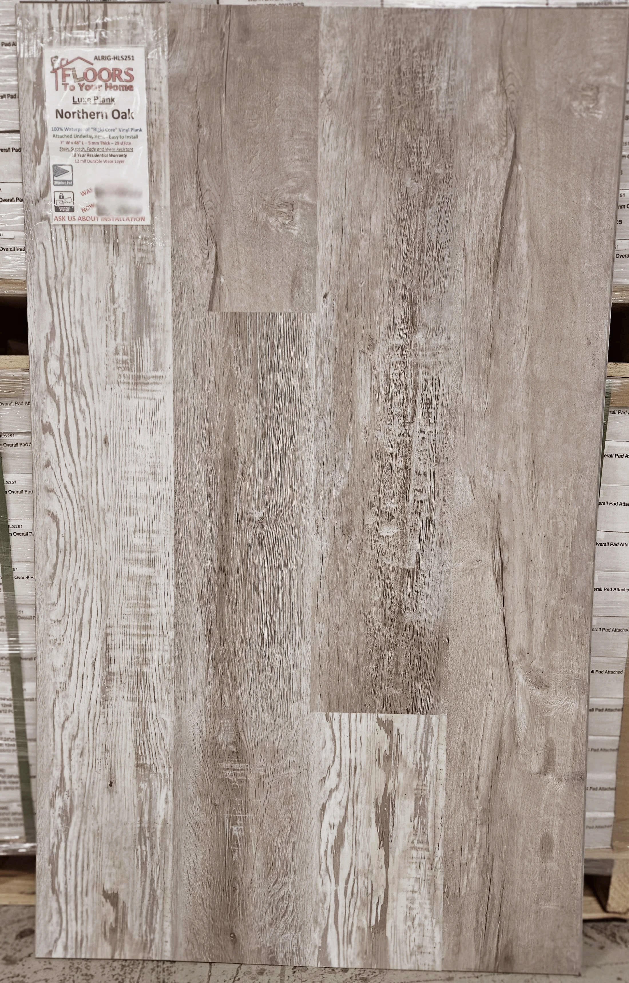 Luxe Plank Northern Oak - Rigid Core - Waterproof Flooring with Attached Pad 7.24" x 48.03" Waterproof Luxury Vinyl Plank Flooring HLS251