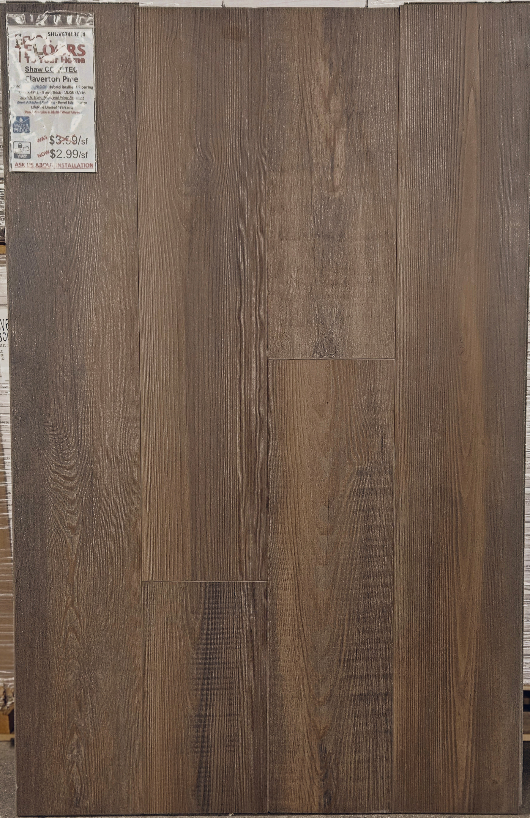 SUPER PREMIUM QUALITY - Shaw CORETEC Scratchless - Claverton Pine - Waterproof Vinyl Luxury Plank Flooring 7" x 48" UV67403014 SQFT Price : 3.39