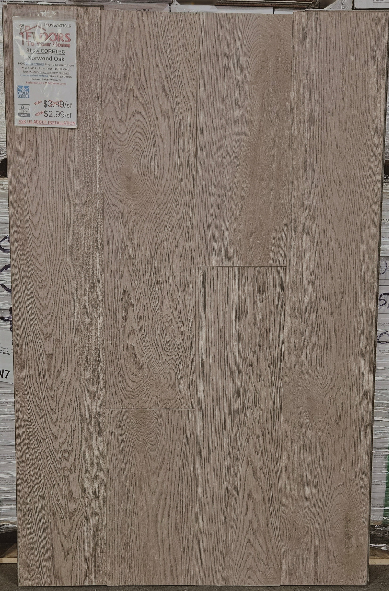 SUPER PREMIUM QUALITY - Shaw CORETEC Scratchless - Norwood Oak - Waterproof Vinyl Luxury Plank Flooring 7" x 48" UV67407016 SQFT Price : 3.39