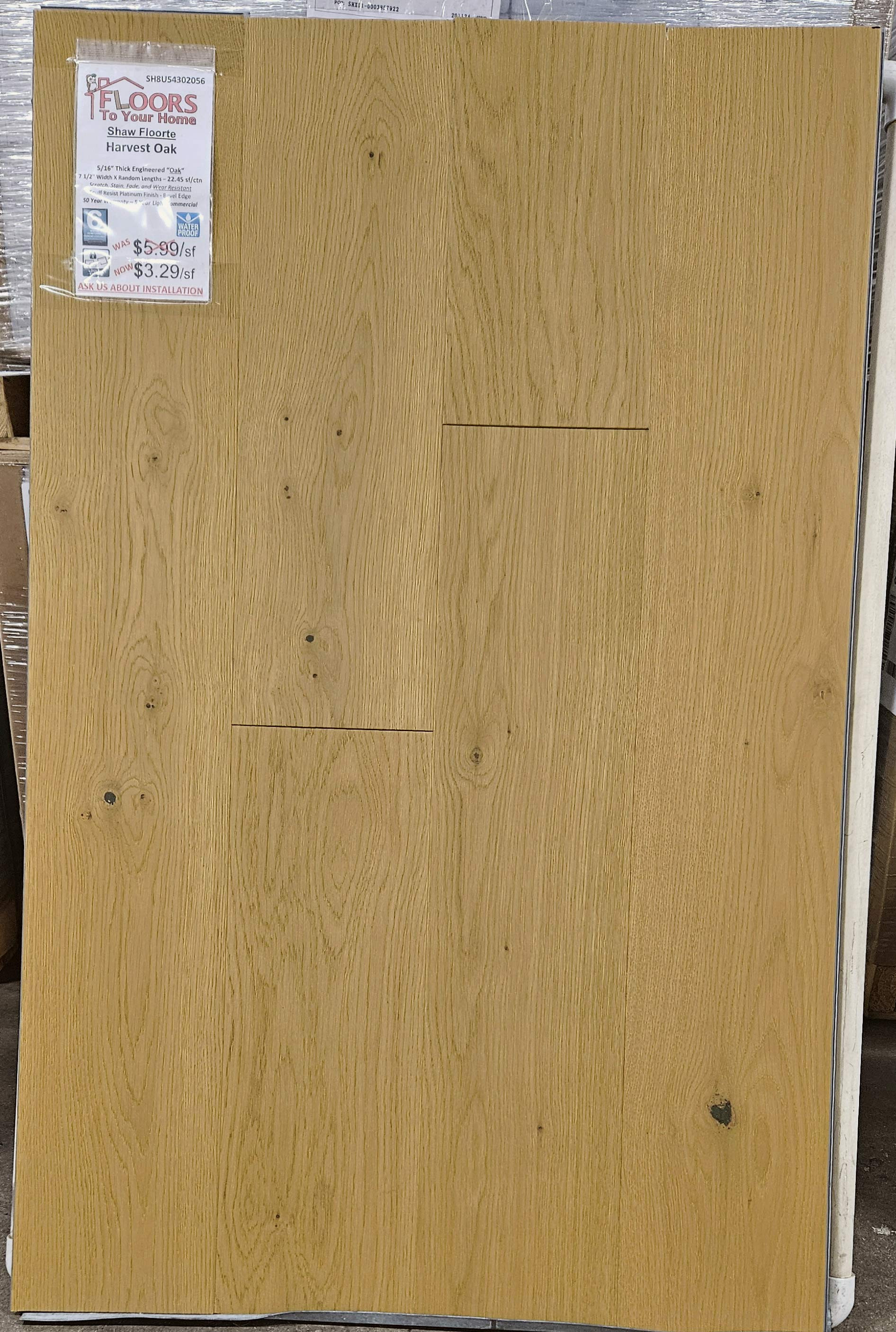 WATERPROOF HARDWOOD - Shaw Floorte Exquisite Harvest Oak 7.5" x Random Lengths Waterproof Engineered Hardwood Flooring with Attached Pad 02056 stand