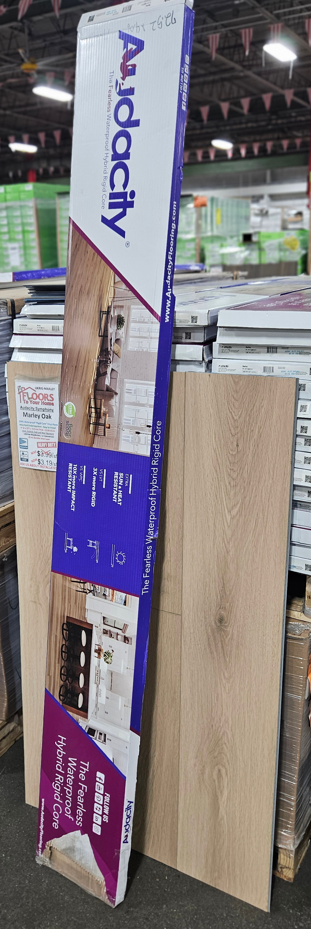 Audacity Symphony Collection - Marley Oak Rigid Core Waterproof Flooring 9" x 72" Waterproof Luxury Vinyl Plank Flooring MARLEY SQFT Price : 3.39 carton