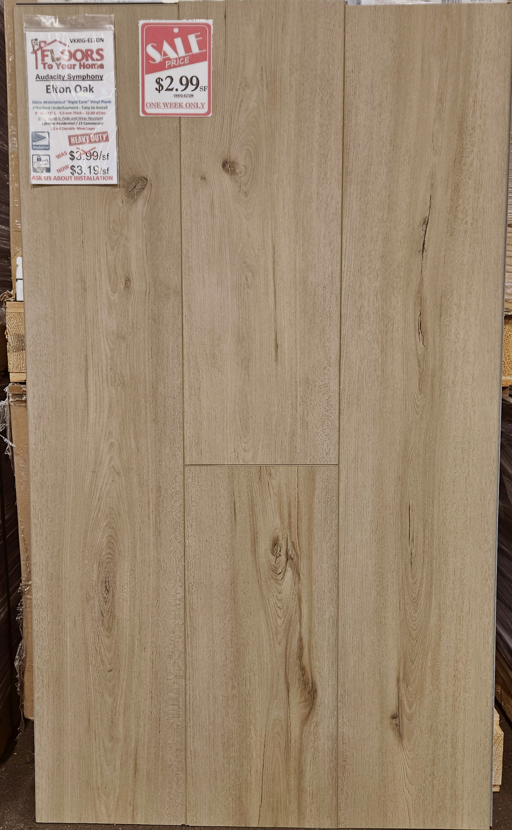 Audacity Symphony Collection - Elton Oak Rigid Core Waterproof Flooring 9" x 72" Waterproof Luxury Vinyl Plank Flooring ELTON