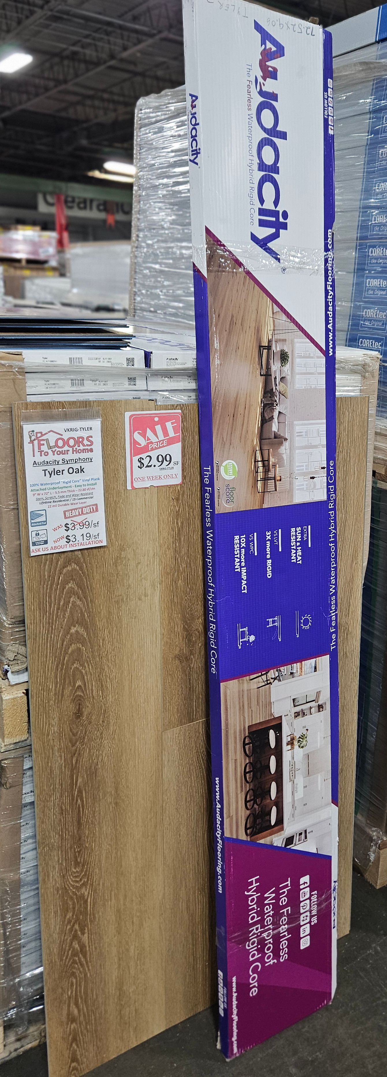 Audacity Symphony Collection - Tyler Oak Rigid Core Waterproof Flooring 9" x 72" Waterproof Luxury Vinyl Plank Flooring TYLER SQFT Price : 3.39