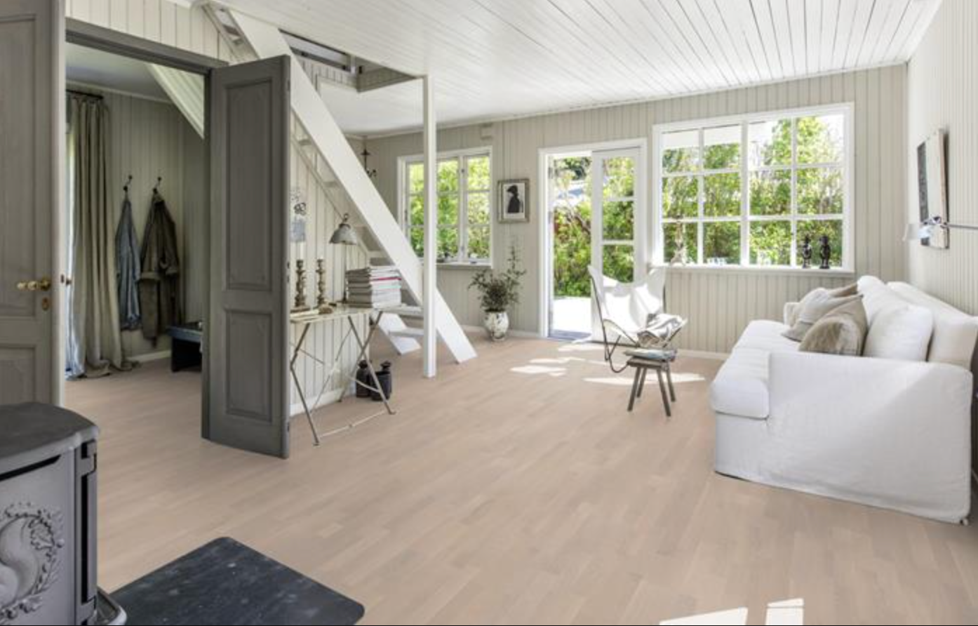 SUPER PREMIUM QUALITY - Kahrs Hardwood Ground Collection - Oak Chalk - 7-3/8" Wide - 5/8" Thick - 89-1/4" Length - Click Together Engineered Hardwood Chalk SQFT Price : 3.89