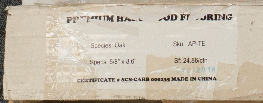 Baroque Flooring - Arlington Park Tettleton Oak 8.6" x Random Lengths Engineered Hardwood Flooring AP-TE SQFT Price : 3.39 label