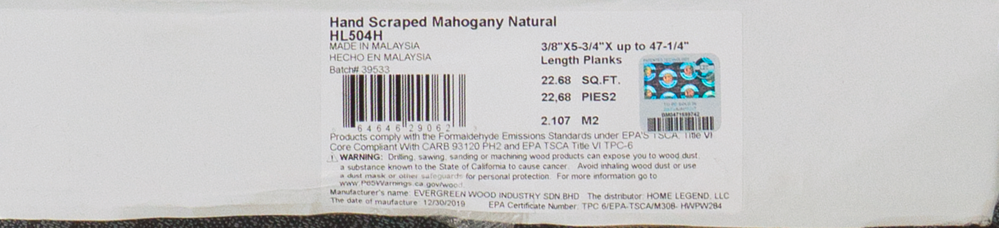 Home Legend - Mahogany Natural - 5.75" Wide Exotic Click Together  Hand Scraped Engineered Hardwood Flooring HL504H SQFT Price : 3.09