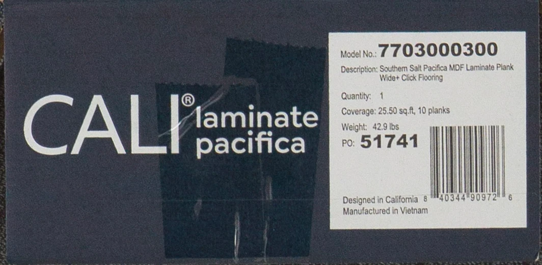 Cali Floors Pacifica Collection - Southern Salt - 10mm - 7.69" x 47.81" Waterproof Laminate With Attached Pad 0300